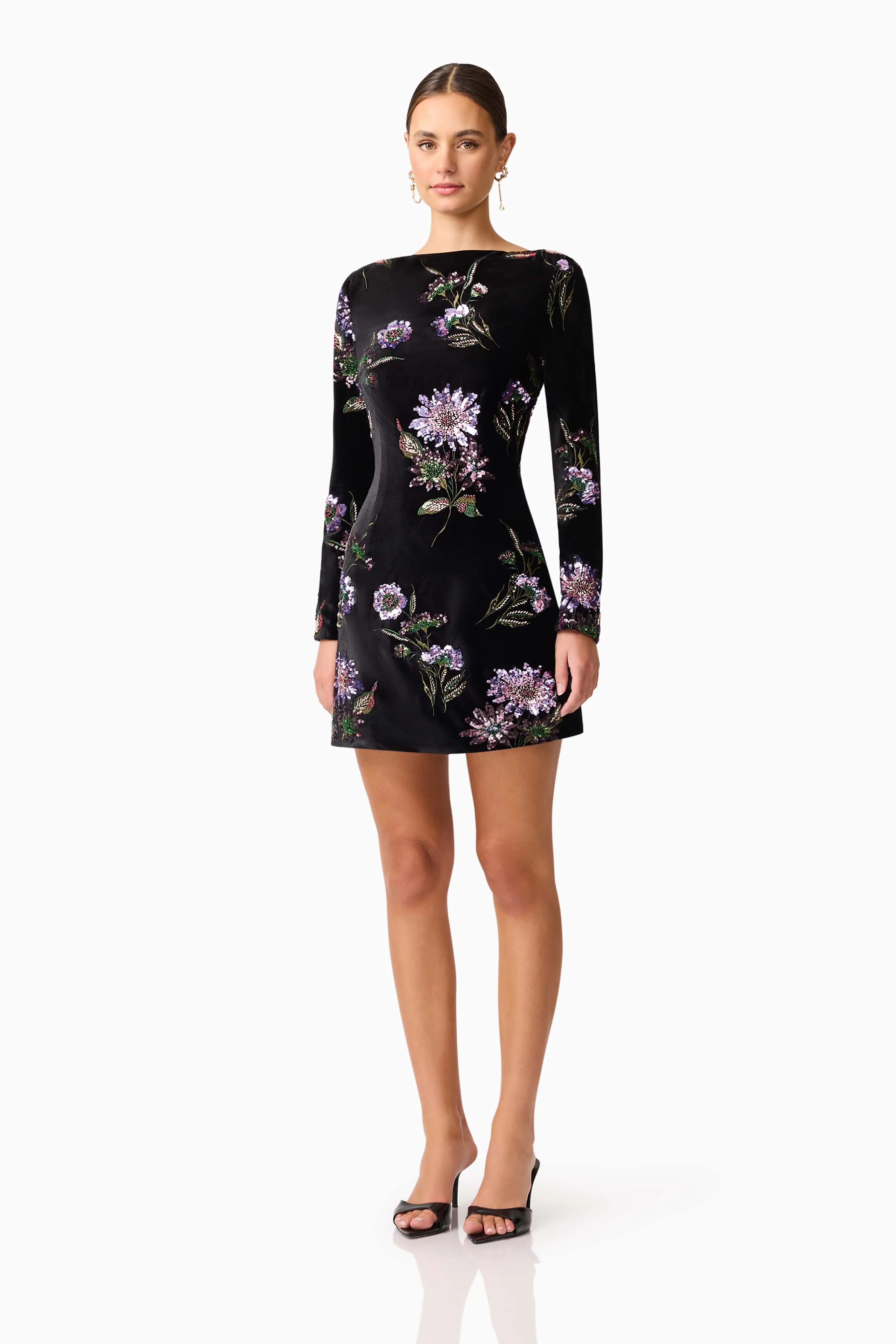 Clio Long Sleeve Mini Dress in Black sold by Elliatt product image thumbnail 3