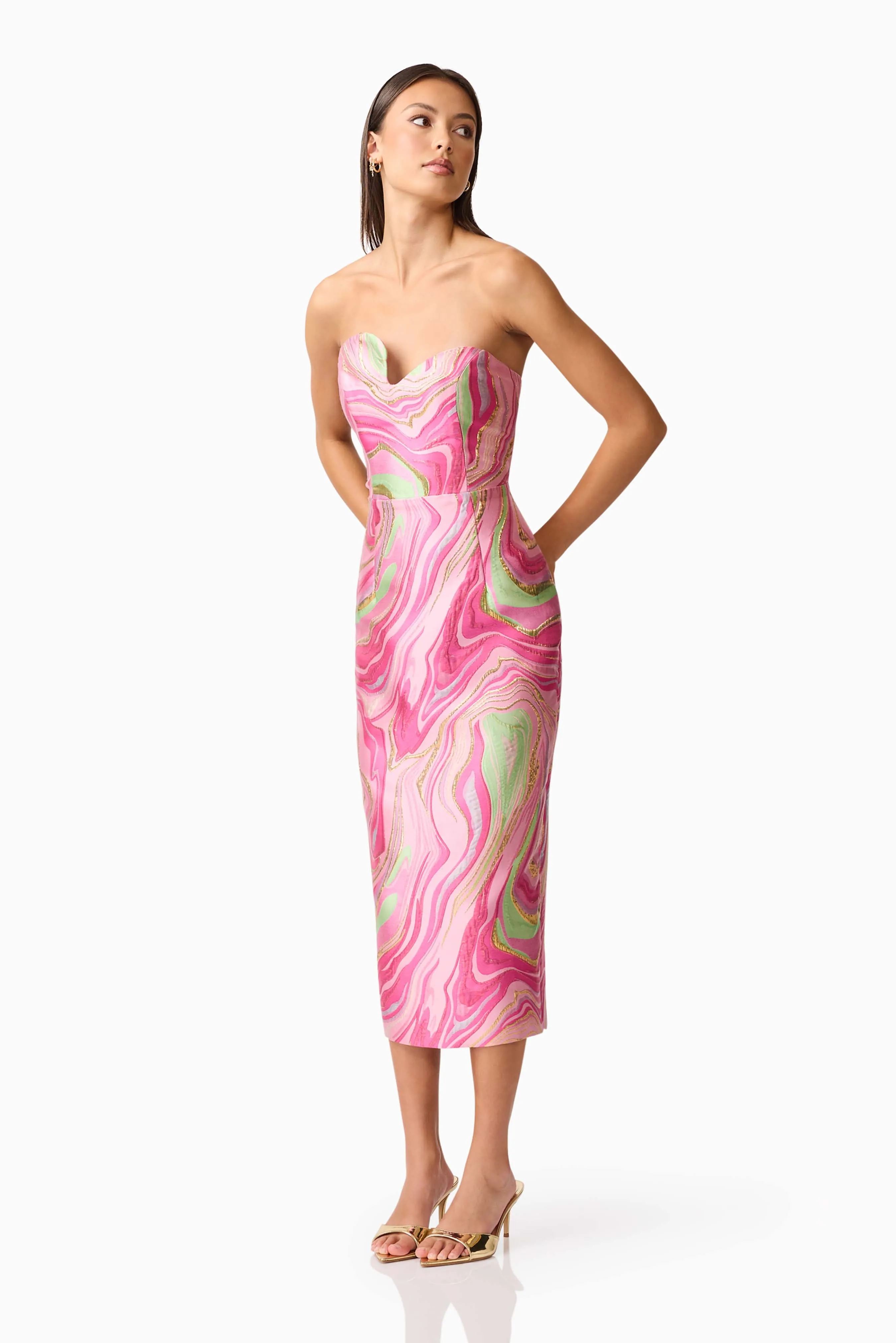 Mirella Strapless Midi Dress in Pink sold by Elliatt product image thumbnail 4