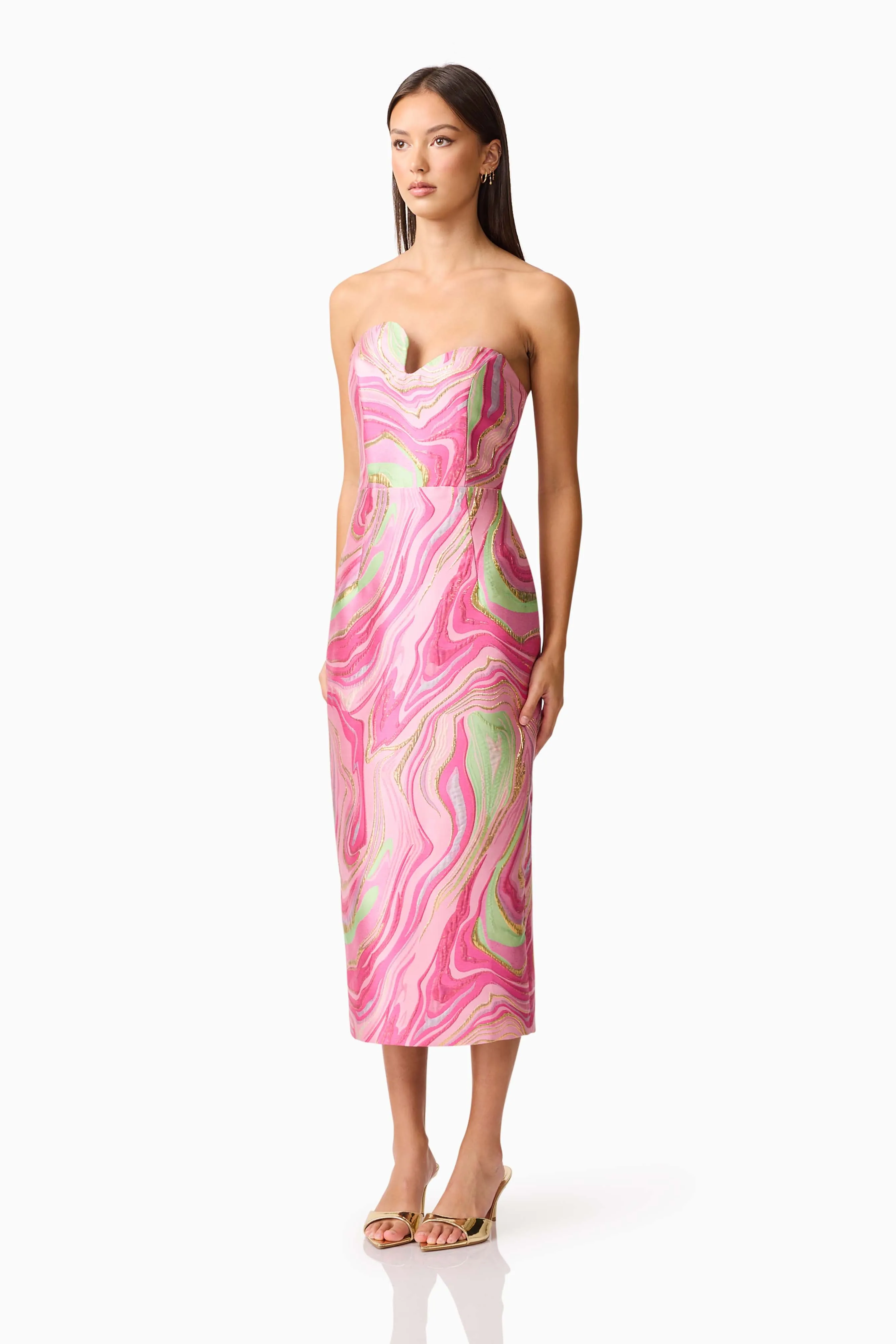 Mirella Strapless Midi Dress in Pink sold by Elliatt product image thumbnail 3