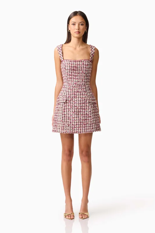 Bianca Tweed Mini Dress in Red sold by Elliatt