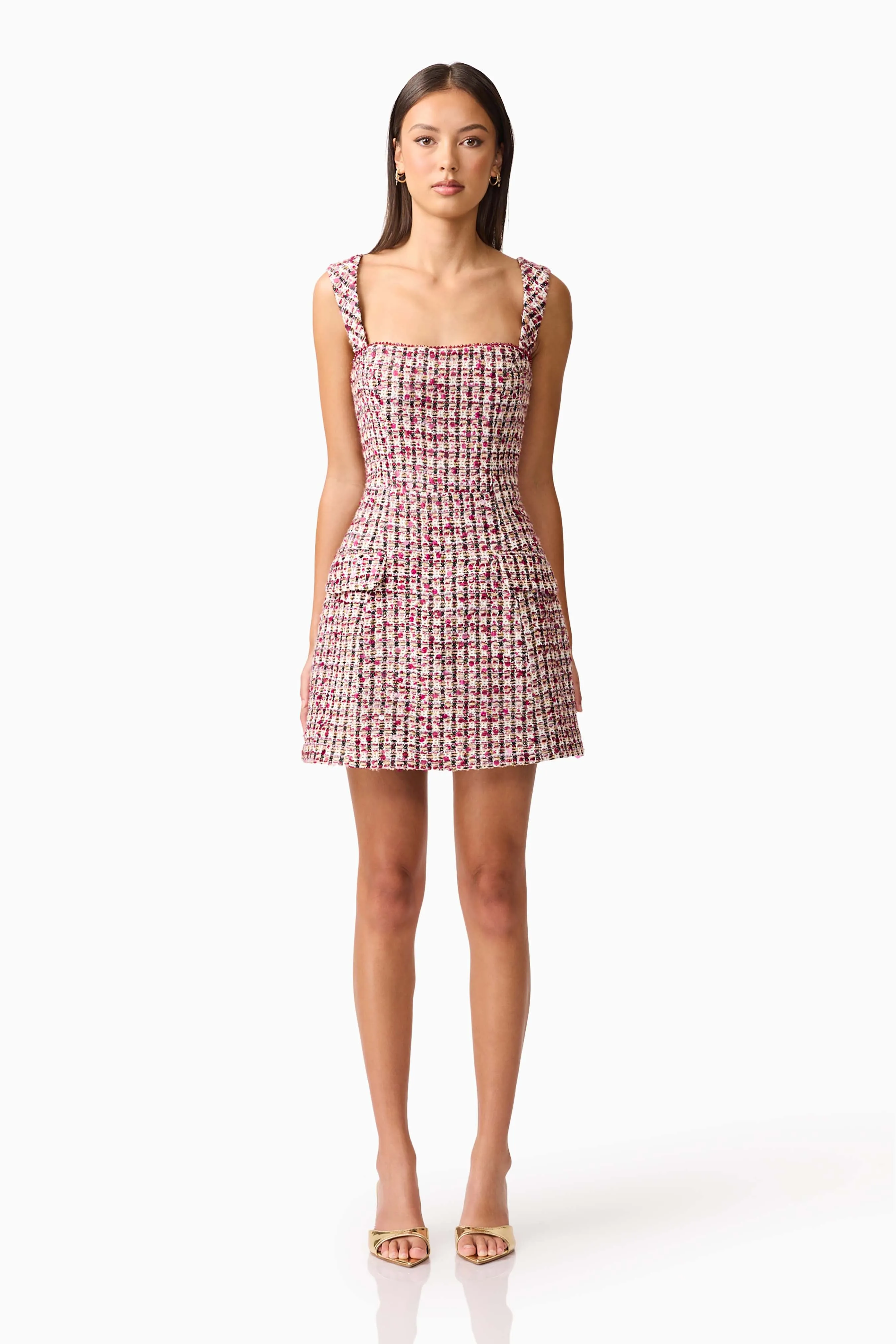 Bianca Tweed Mini Dress in Red sold by Elliatt