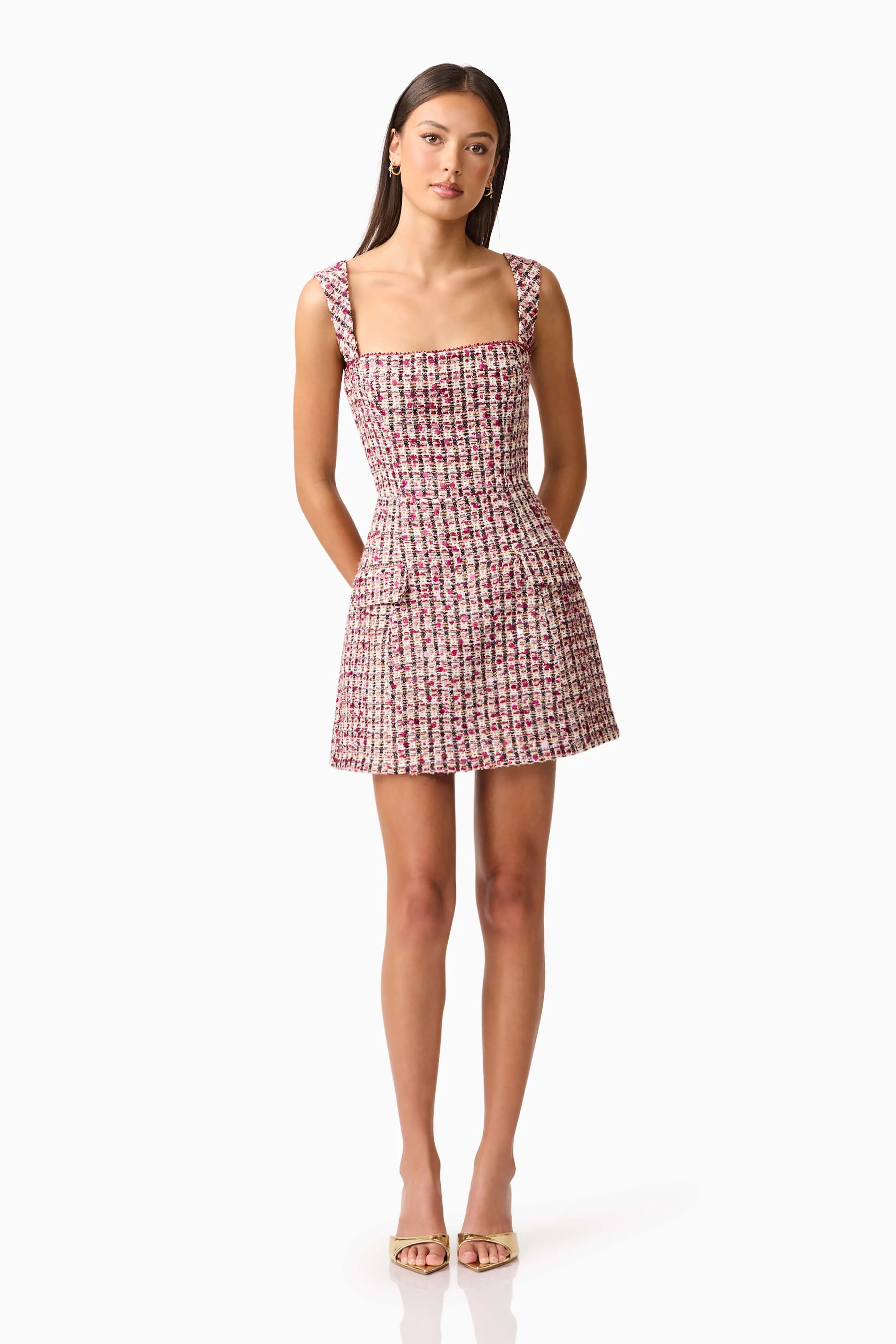 Bianca Tweed Mini Dress in Red sold by Elliatt product image thumbnail 4