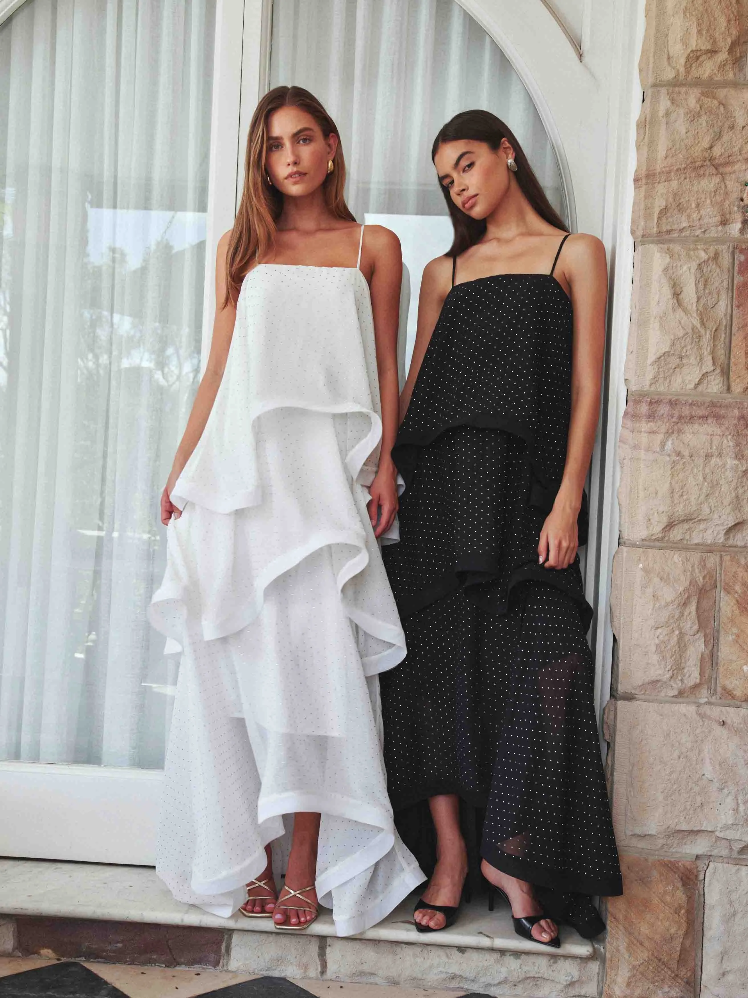 Moss Tiered Embellished Gown in White sold by Elliatt product image thumbnail 5