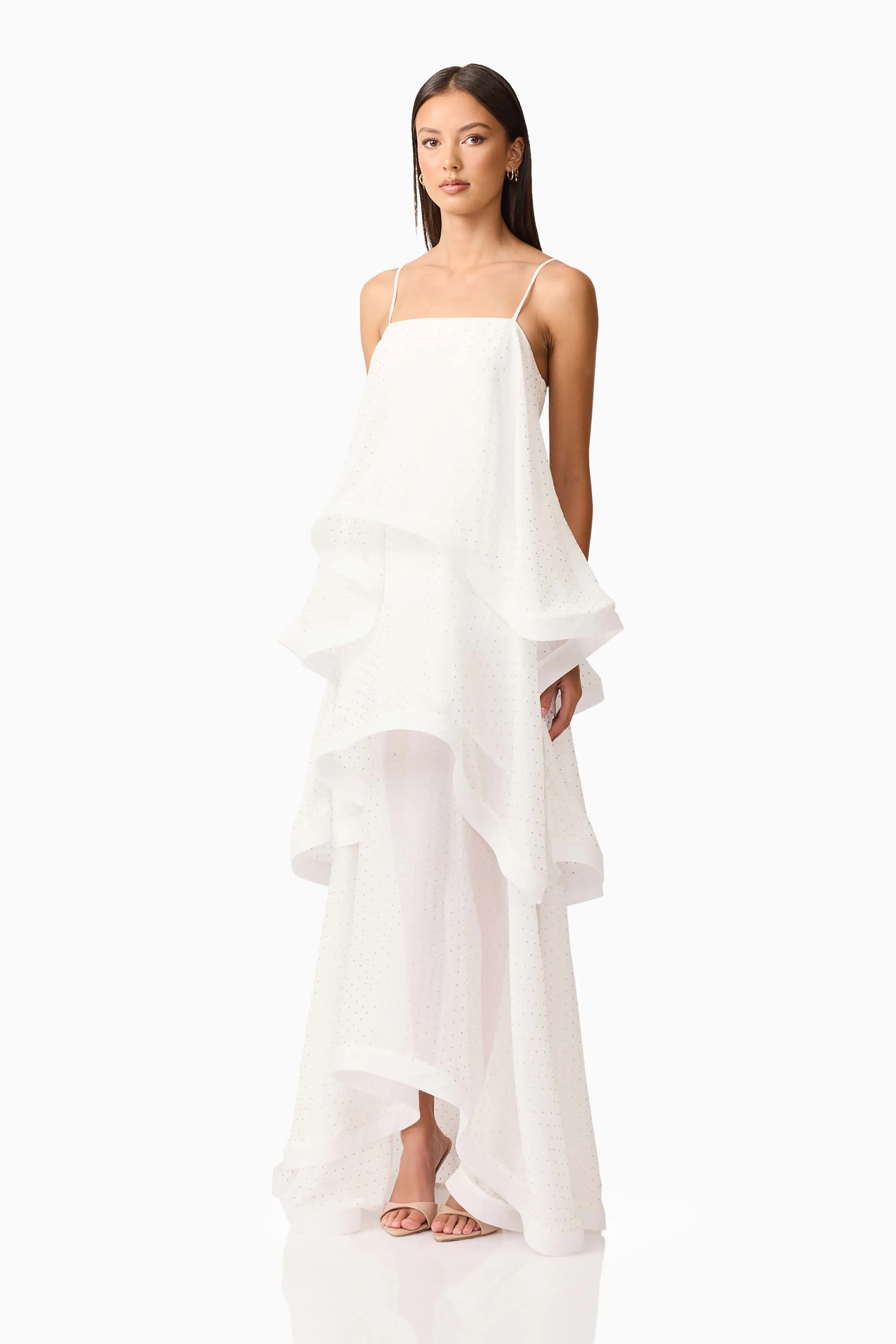 Moss Tiered Embellished Gown in White sold by Elliatt product image thumbnail 3