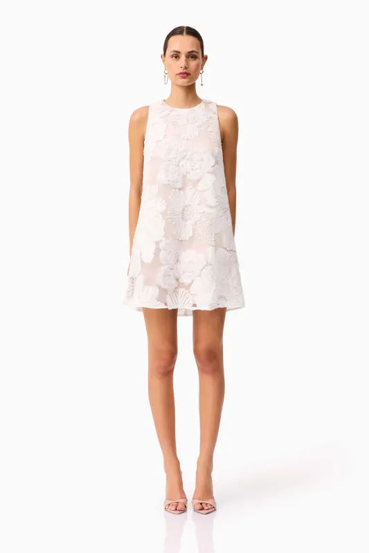 Roxana Shift Mini Dress in White sold by Elliatt