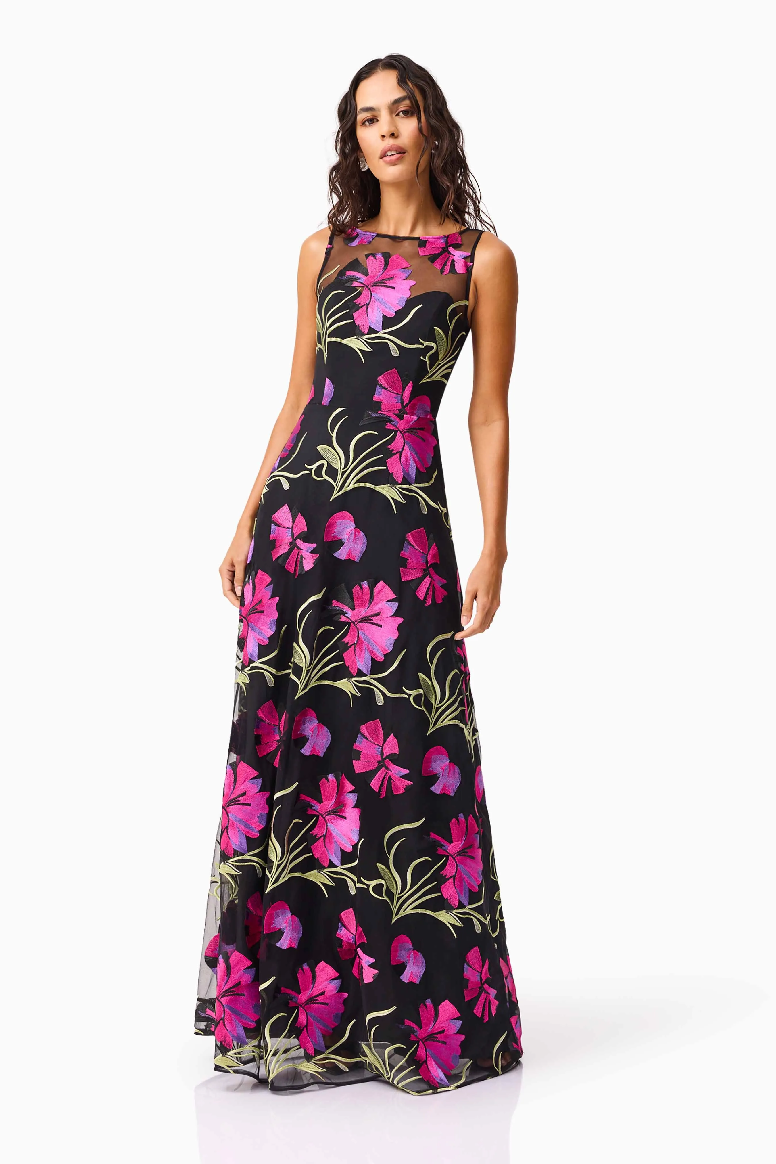 Amaya Gown in Black & Pink Floral sold by Elliatt product image thumbnail 4