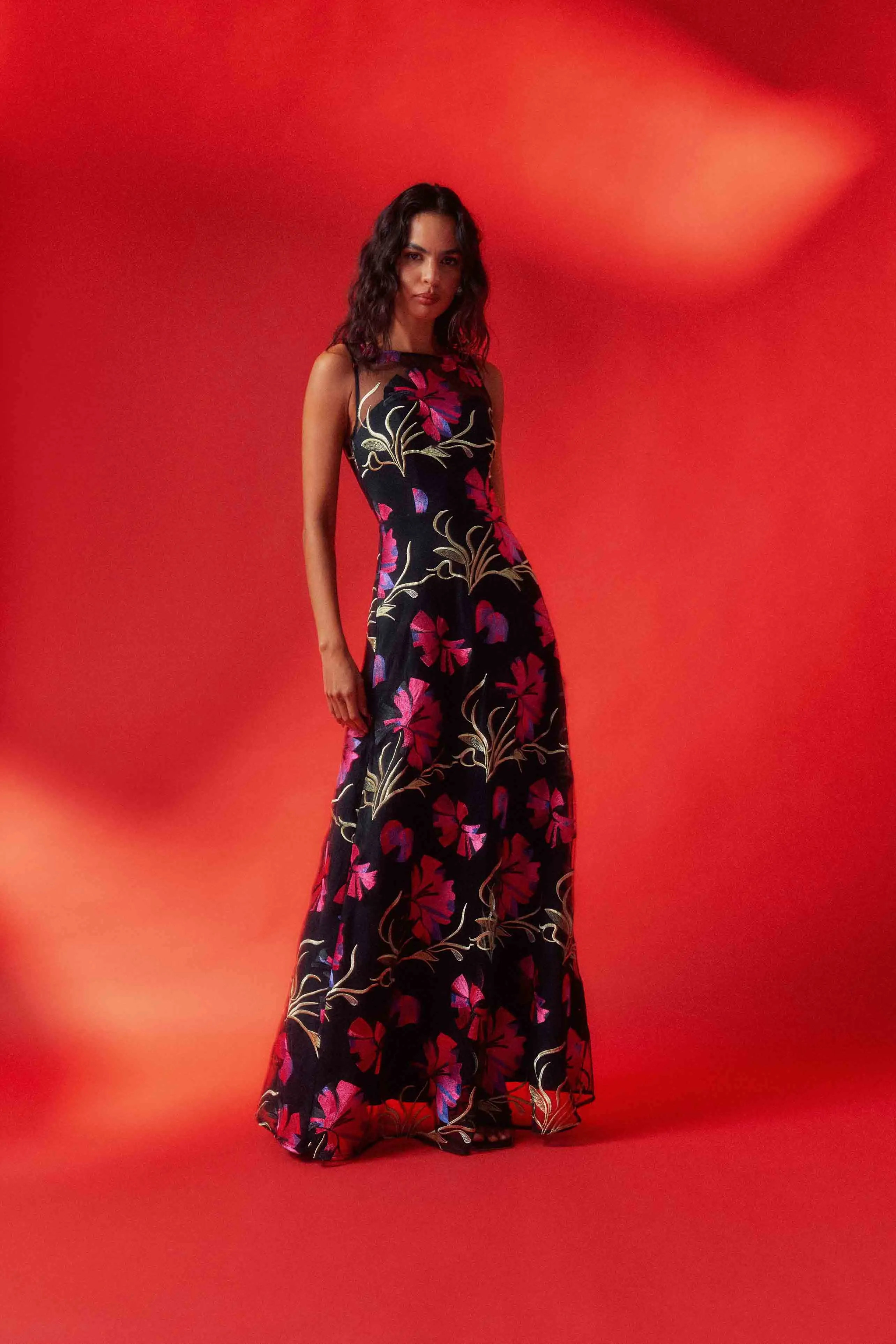 Amaya Gown in Black & Pink Floral sold by Elliatt product image thumbnail 2