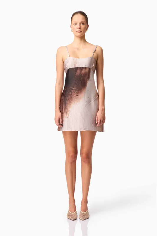 CURAAE Oriellie Sleeveless Mini Dress in Brown sold by Elliatt