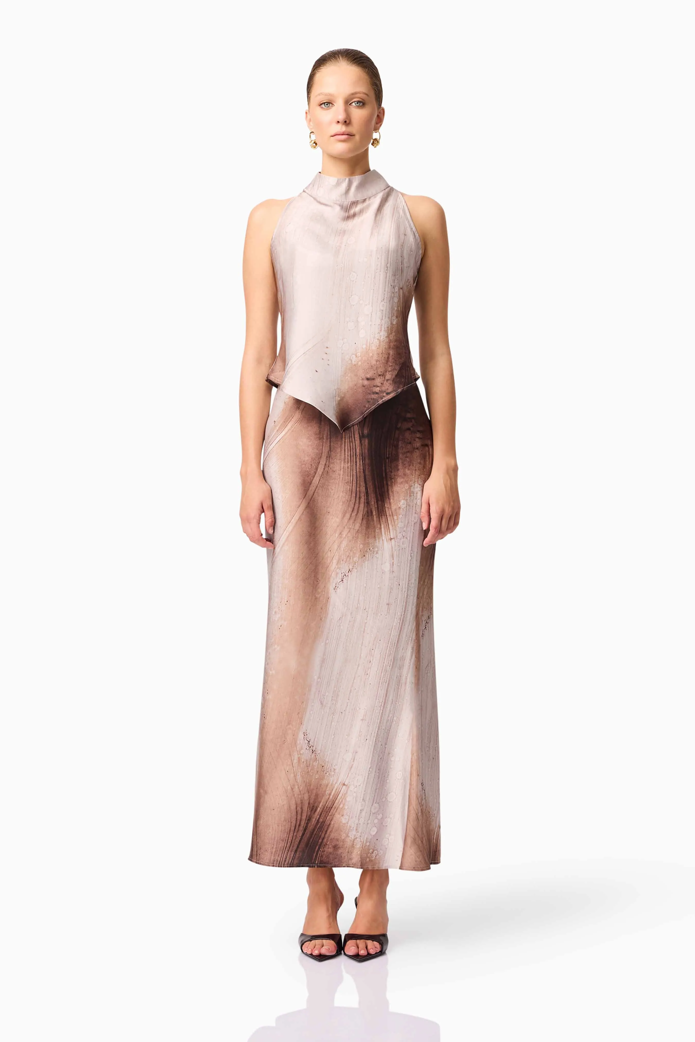 CURAAE Orielle Top & Skirt Set in Brown sold by Elliatt