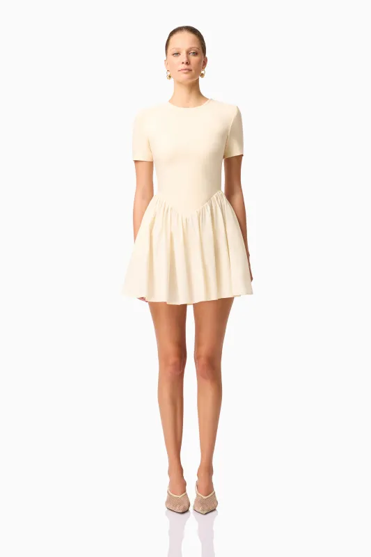 CURAAE Delia Short Sleeve Mini Dress in Cream sold by Elliatt