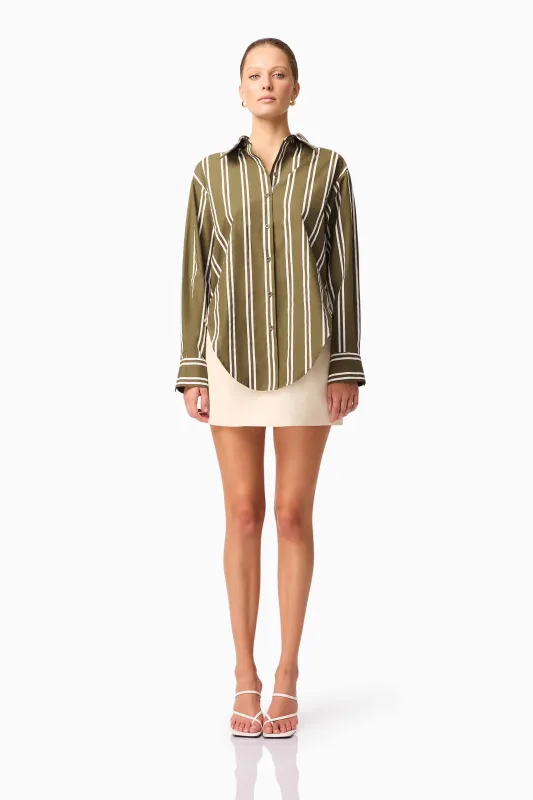 CURAAE Giverny Stripped Shirt in Green made by Elliatt