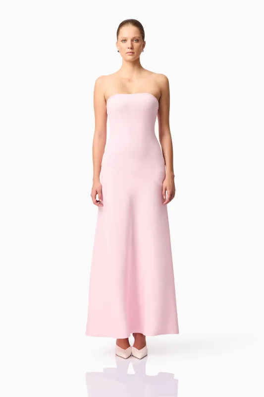 CURAAE Zahara Strapless Maxi Dress in Pink made by Elliatt