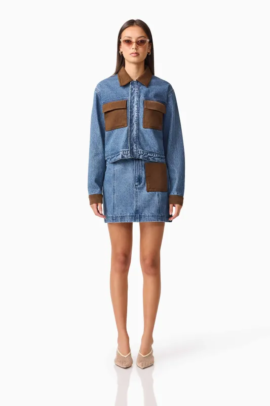 CURAAE Rhea Denim Jacket & Skirt Set sold by Elliatt