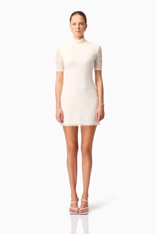 CURAAE Aura Short Sleeve Mini Dress In White sold by Elliatt