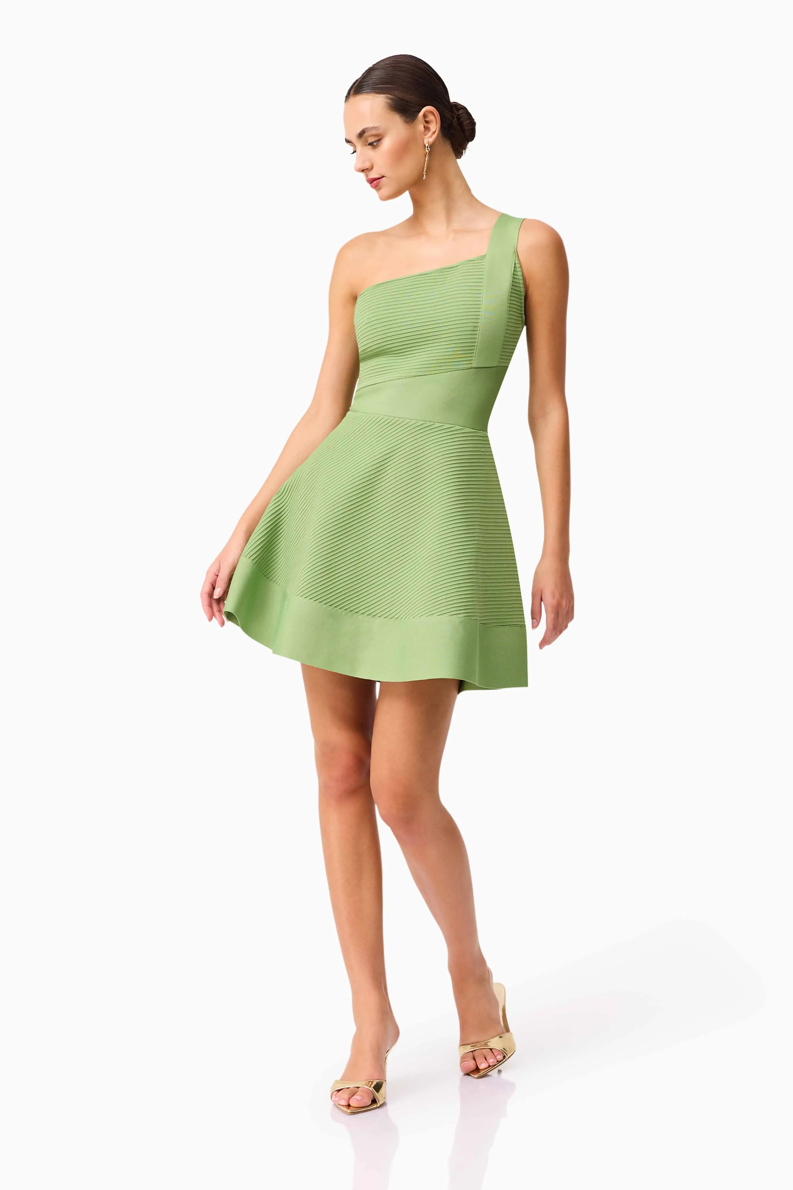 Seraphina One Shoulder Mini Dress in Green sold by Elliatt product image thumbnail 4