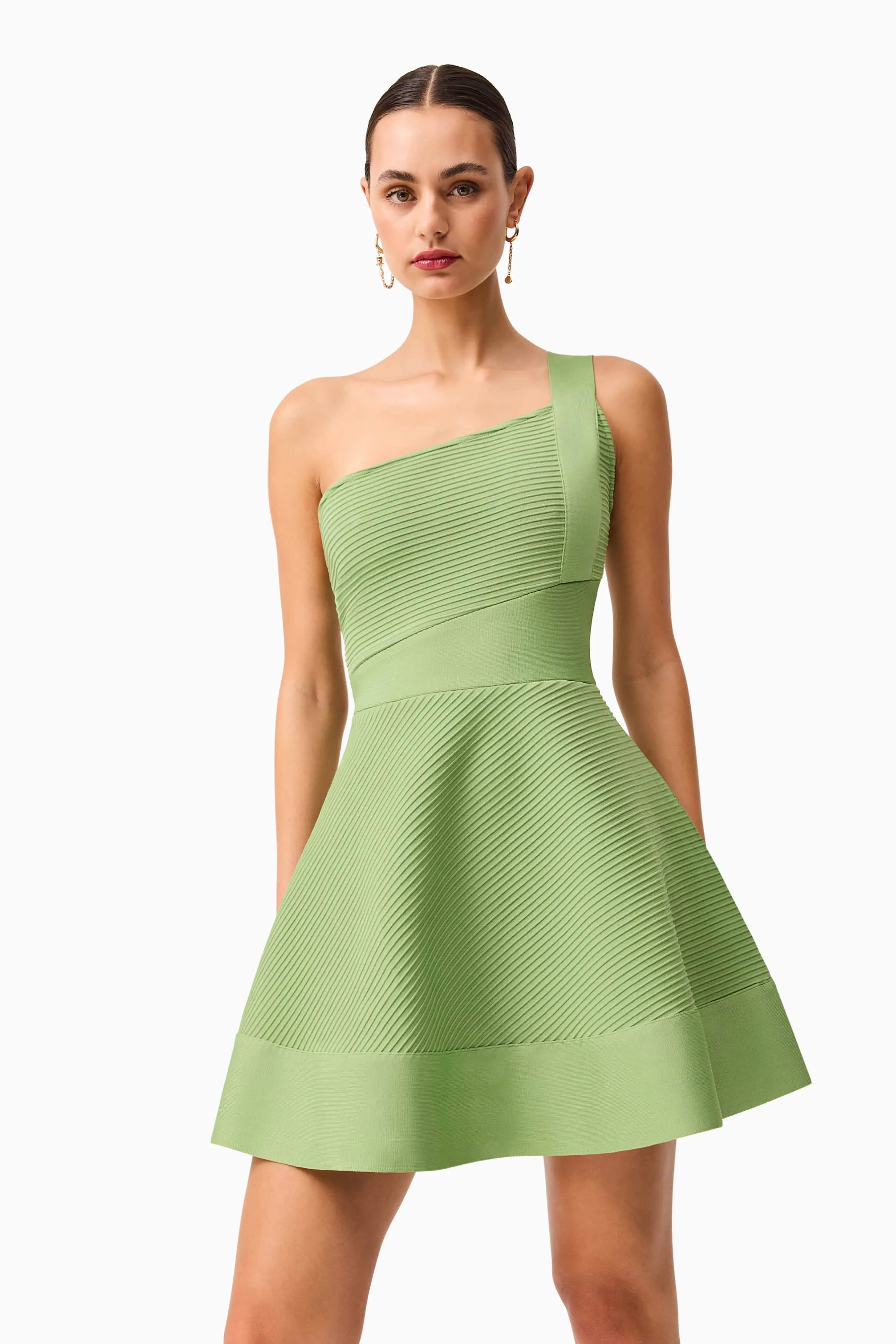 Seraphina One Shoulder Mini Dress in Green sold by Elliatt product image thumbnail 2