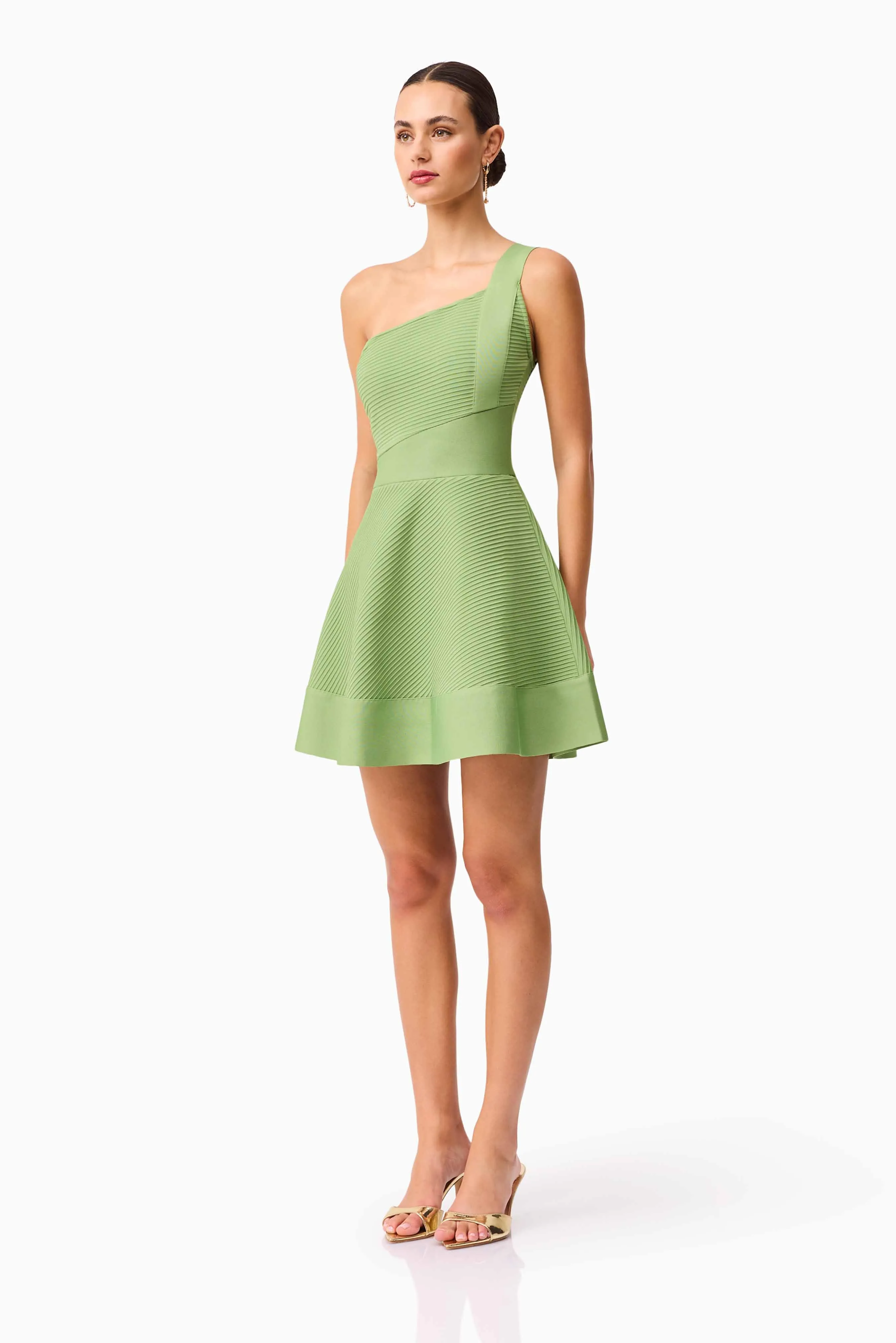 Seraphina One Shoulder Mini Dress in Green sold by Elliatt product image thumbnail 3