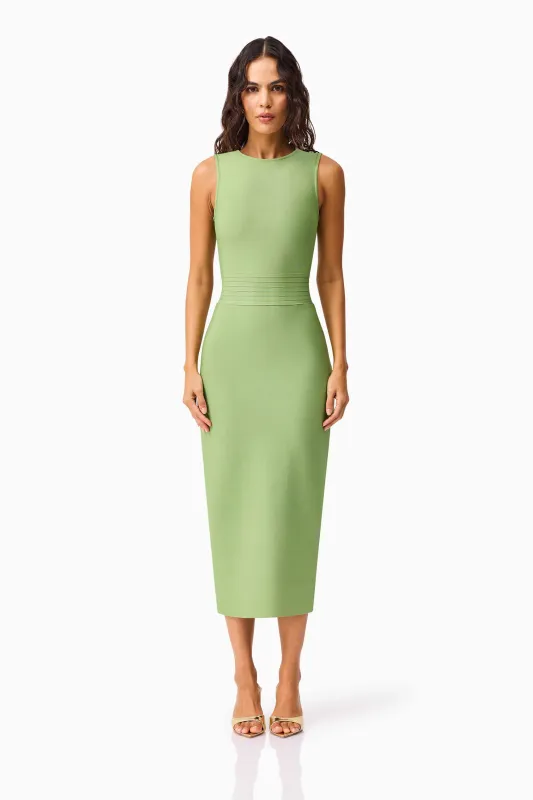 Seraphina Fitted Midi Dress in Green sold by Elliatt