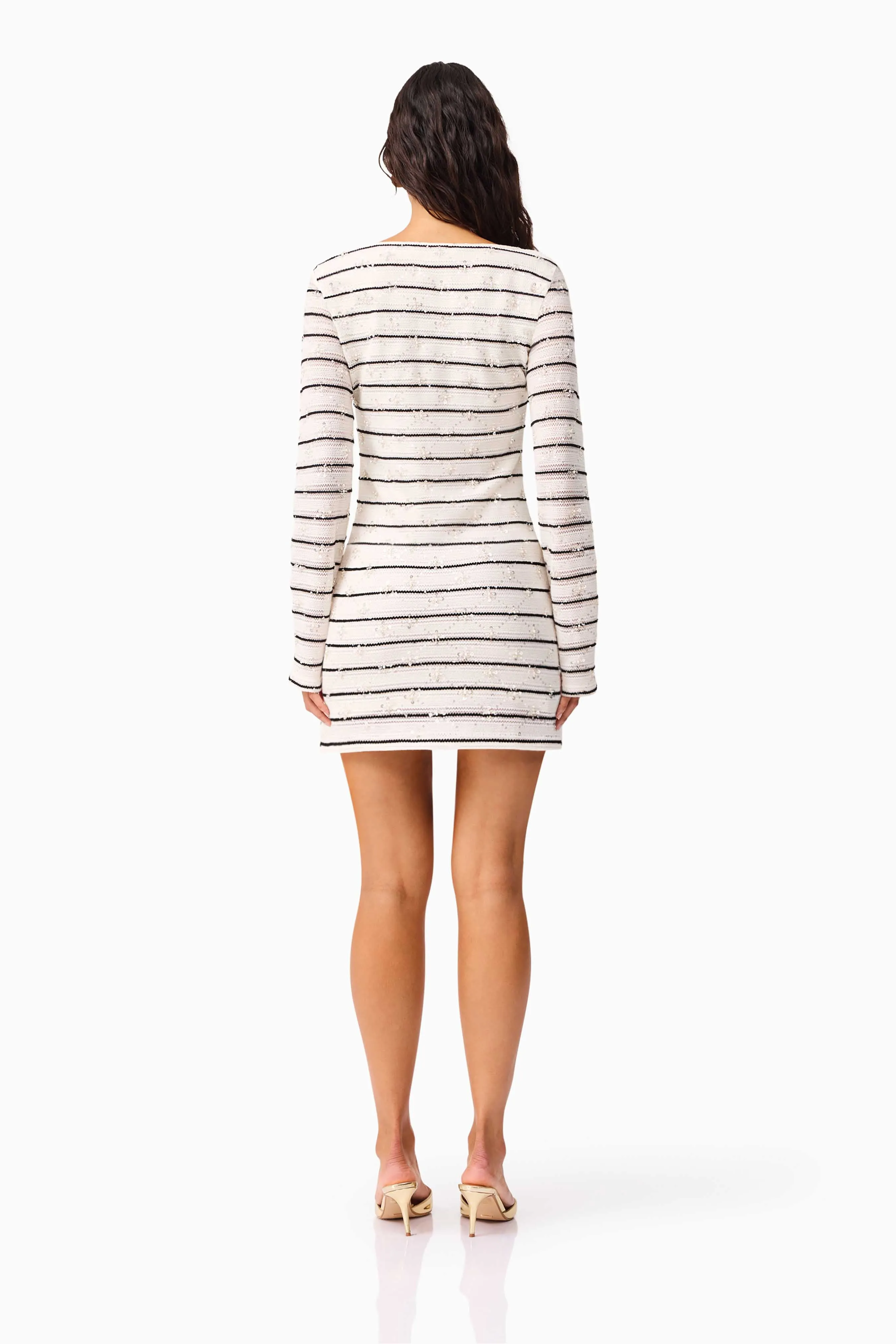 Eldora Long Sleeve Mini Dress in Black & White sold by Elliatt product image thumbnail 5