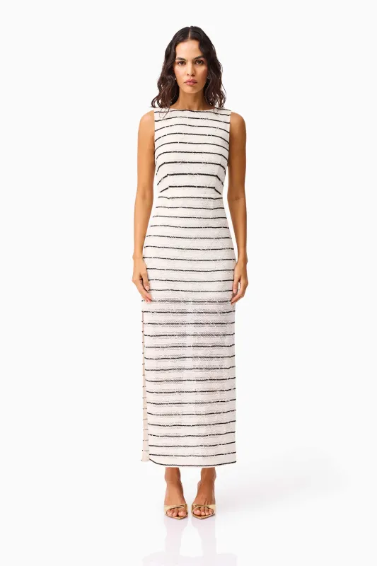 Eldora Low Back Midi Dress in Black & White made by Elliatt