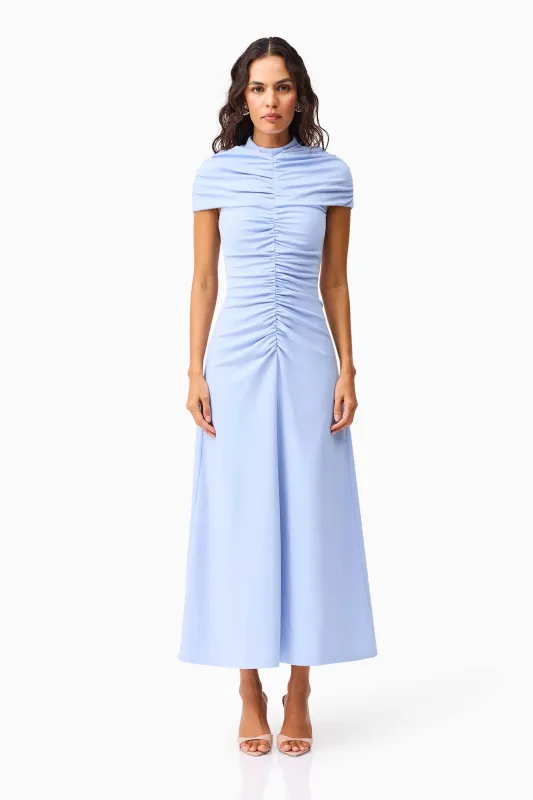 Valencia High Neck Maxi Dress in Blue made by Elliatt
