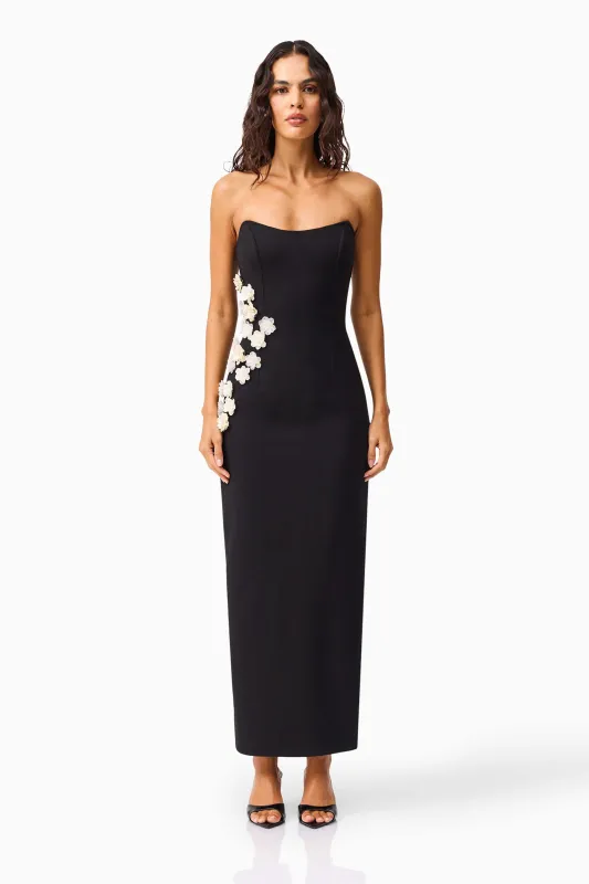 Yasmine Strapless Maxi Dress in Black made by Elliatt