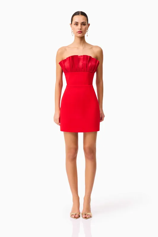 Yasmine Strapless Mini Dress in Red sold by Elliatt