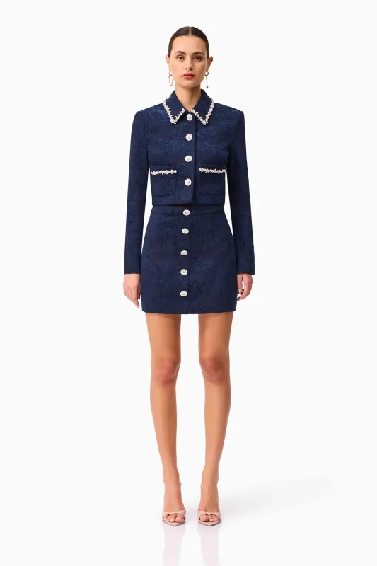 Melody Jacquard Top & Skirt Set in Blue sold by Elliatt