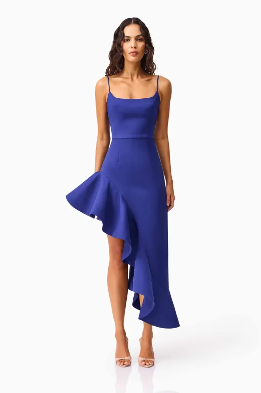 Beatrix Asymmetrical Gown in Blue sold by Elliatt