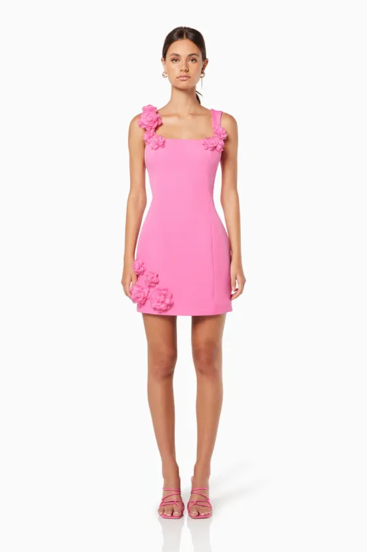 Trompe 3D Floral Mini Dress Pink sold by Elliatt