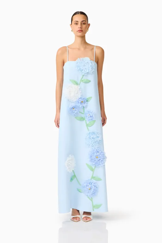 Buttercup Embroidered Maxi Dress In Blue sold by Elliatt