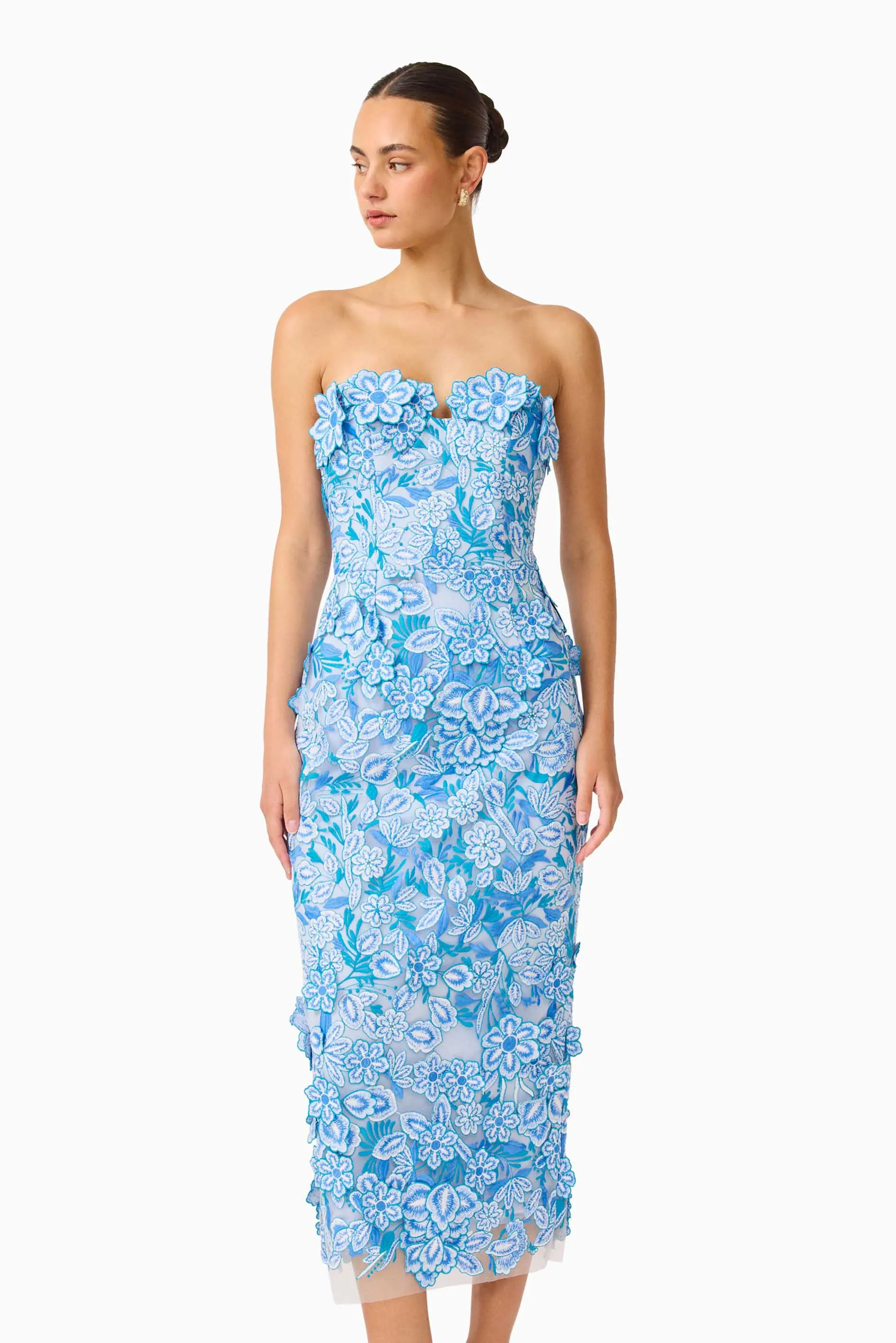 Roseate Strapless Midi Dress in Blue sold by Elliatt product image thumbnail 5