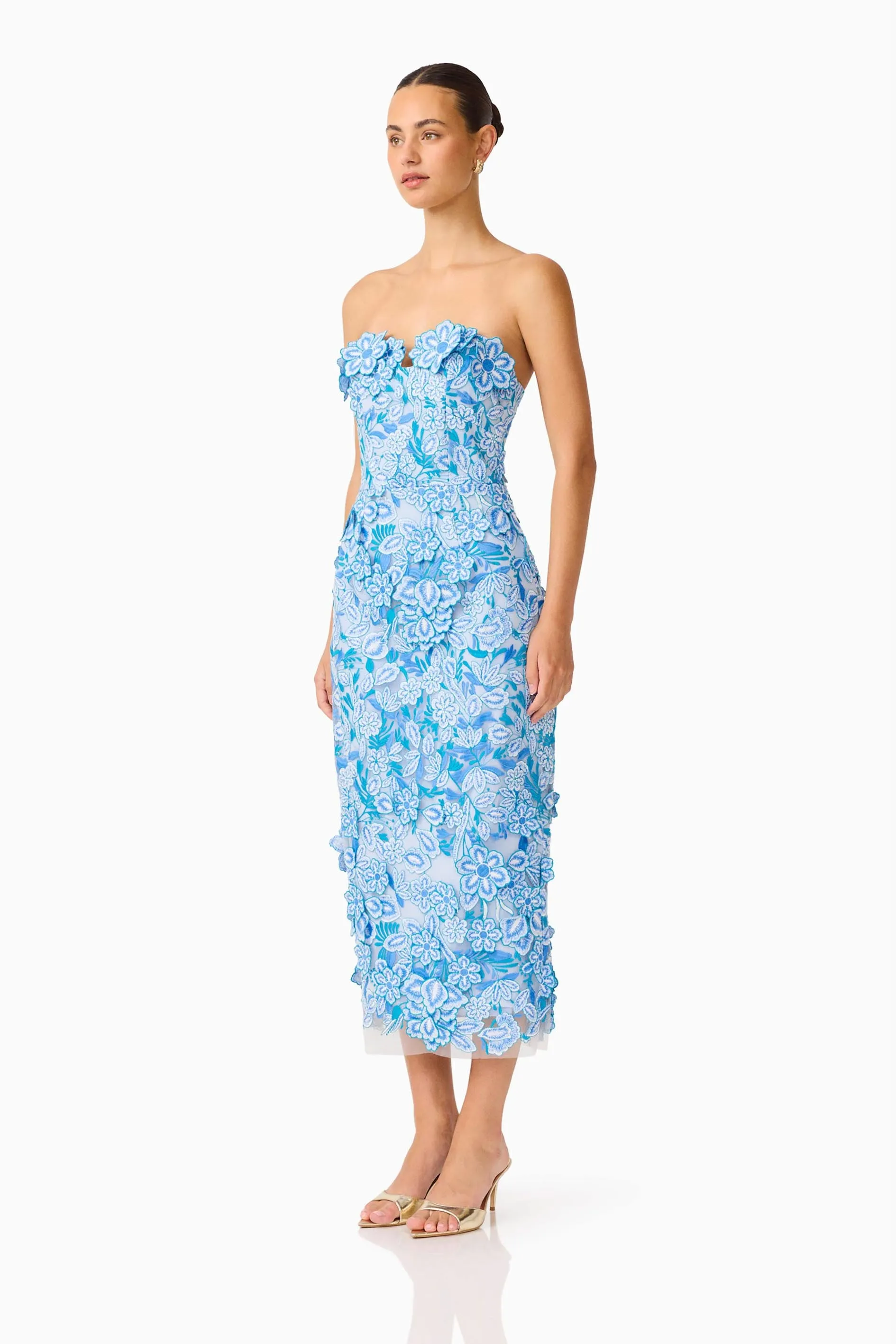 Roseate Strapless Midi Dress in Blue sold by Elliatt product image thumbnail 2