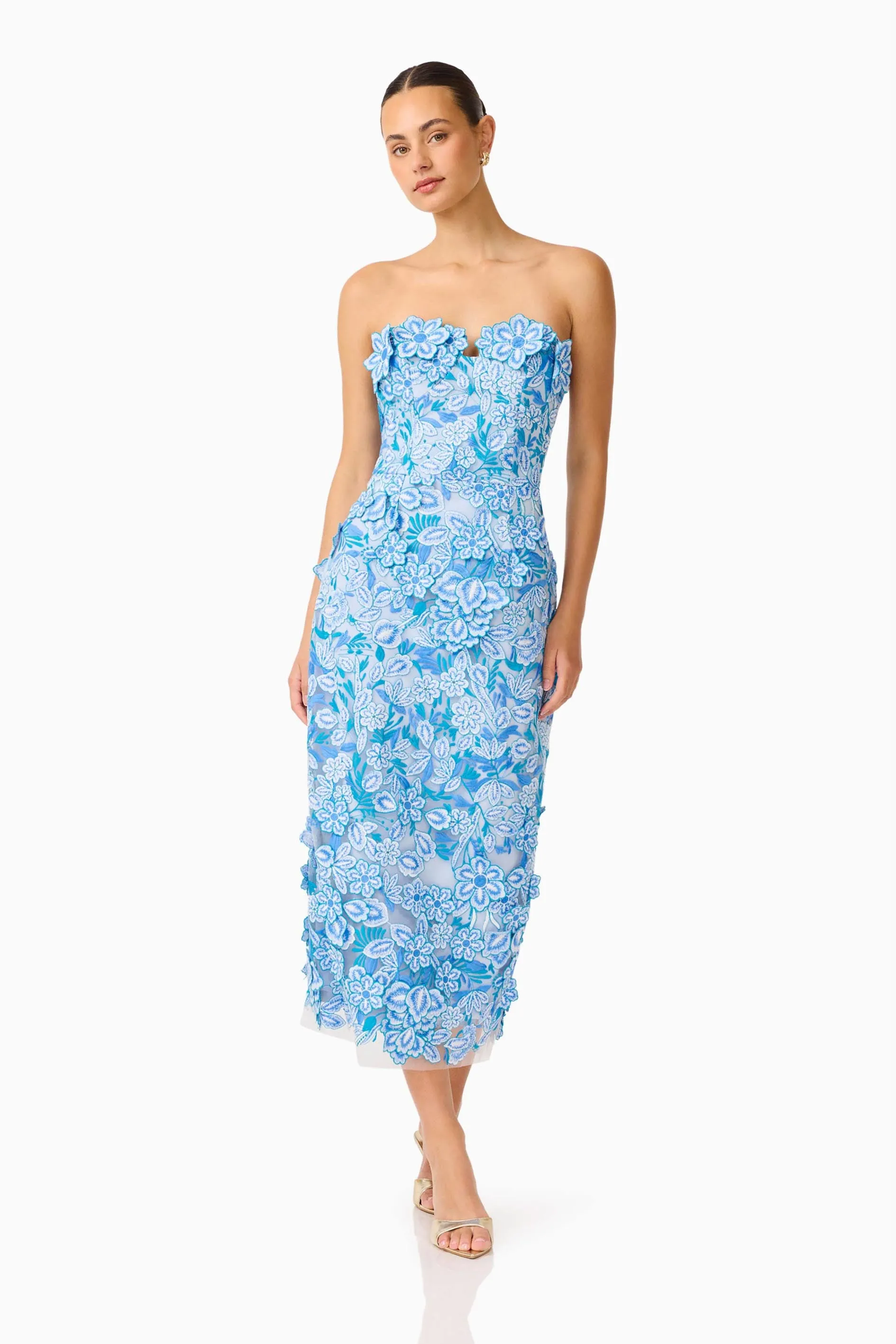 Roseate Strapless Midi Dress in Blue sold by Elliatt product image thumbnail 3