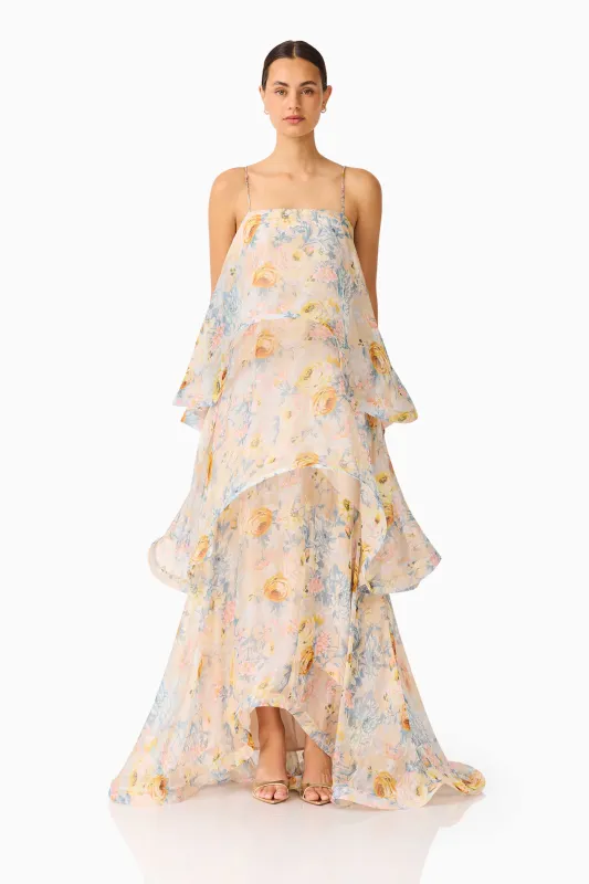 Armani Tiered Maxi Dress in Yellow Floral sold by Elliatt