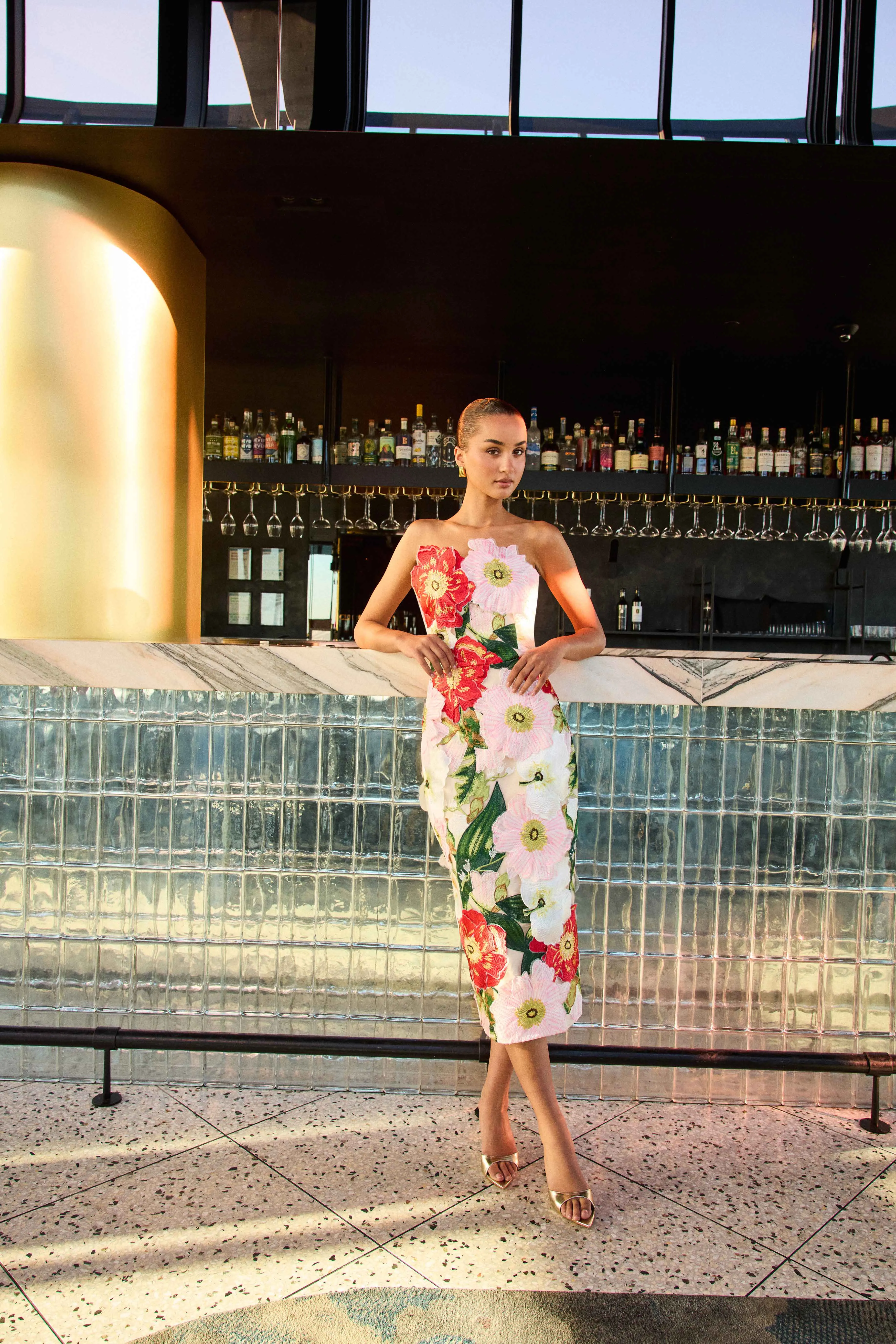 Solara Strapless Midi Dress in Pink Floral sold by Elliatt product image thumbnail 2