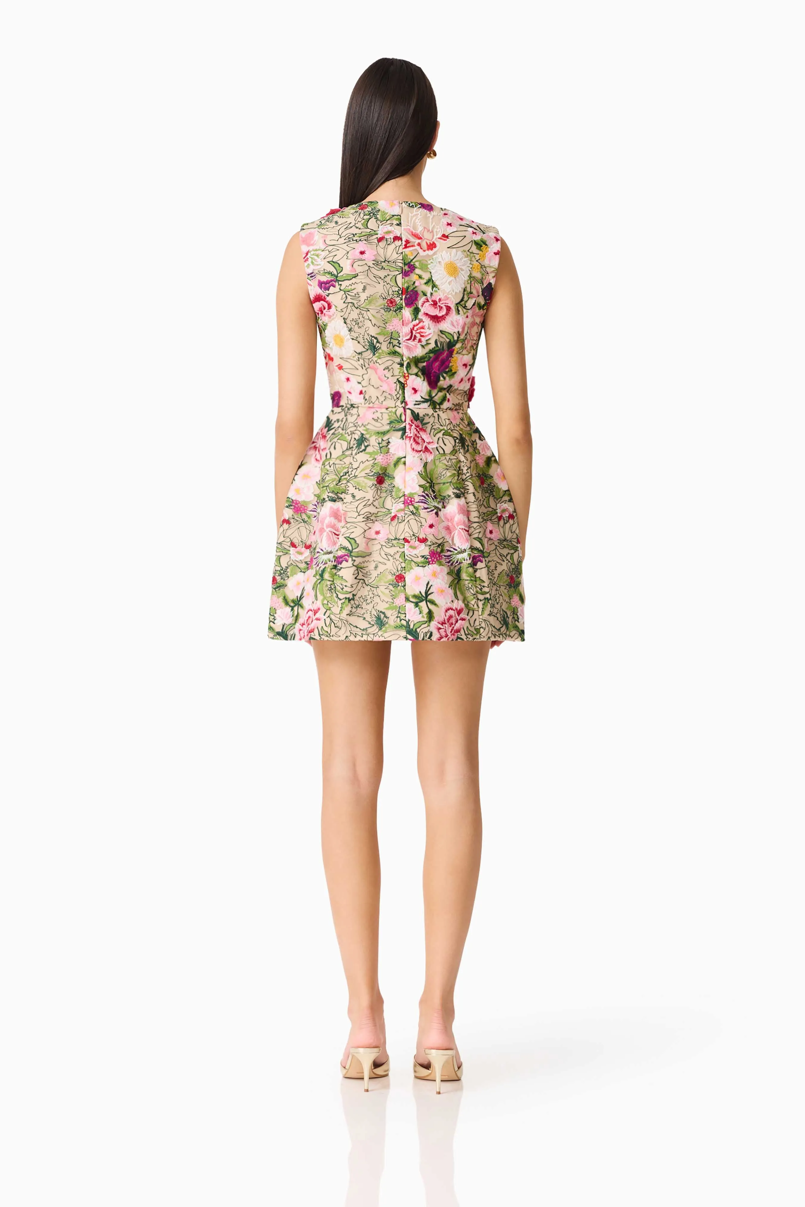 Flora Tulip Mini Dress in Pink & Green Floral sold by Elliatt product image thumbnail 5