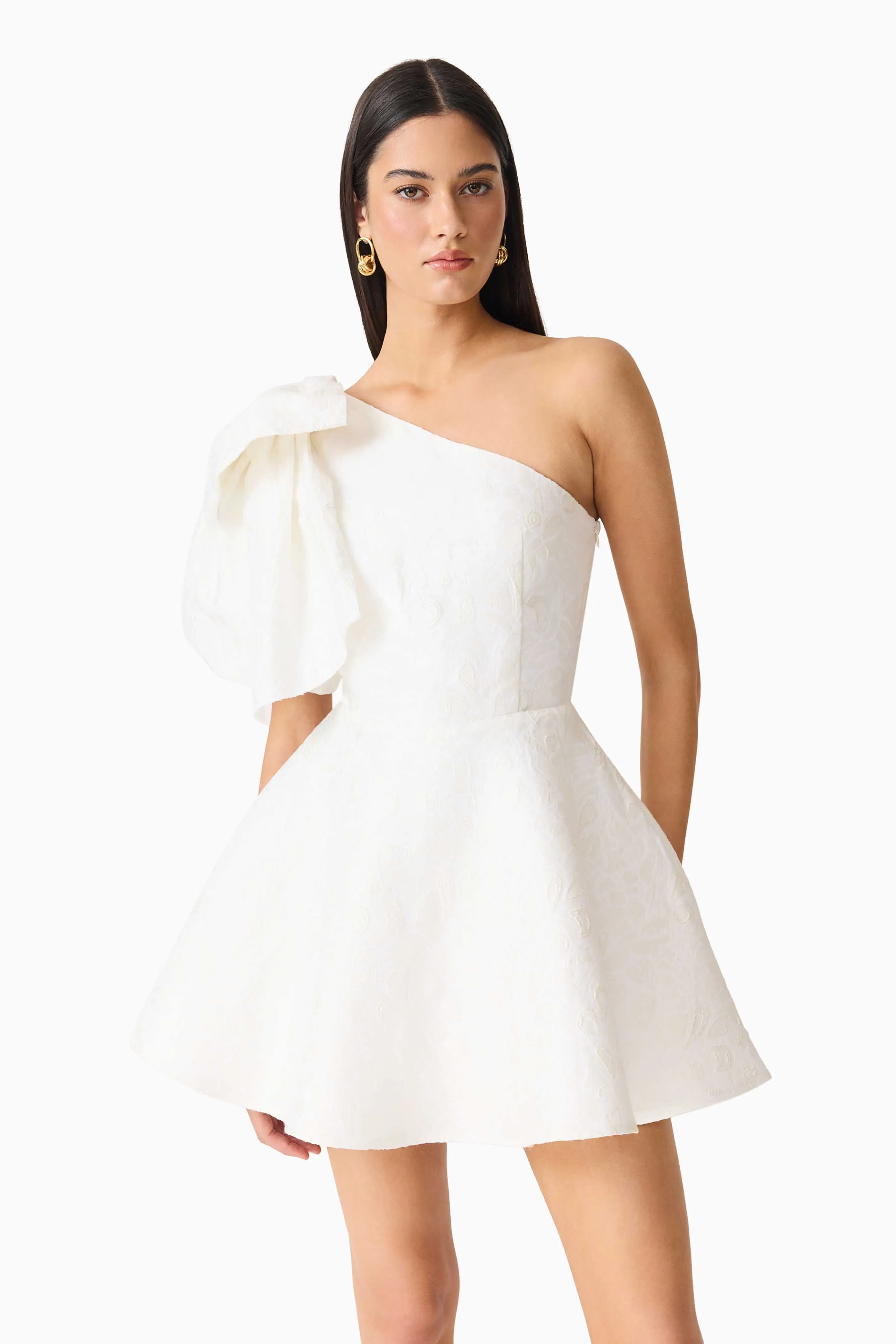 Saffron Asymmetrical Mini Dress in White sold by Elliatt product image thumbnail 2