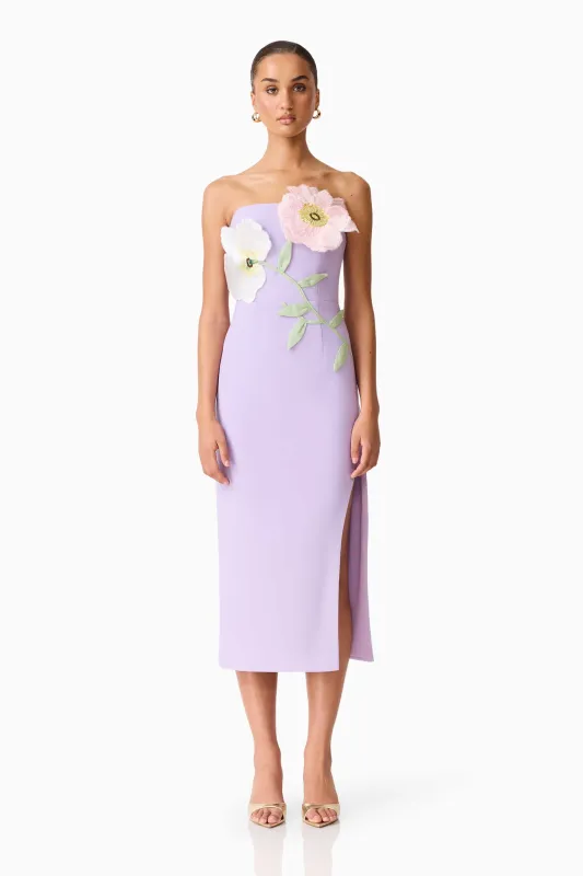 Hope Strapless Midi Dress in Purple sold by Elliatt