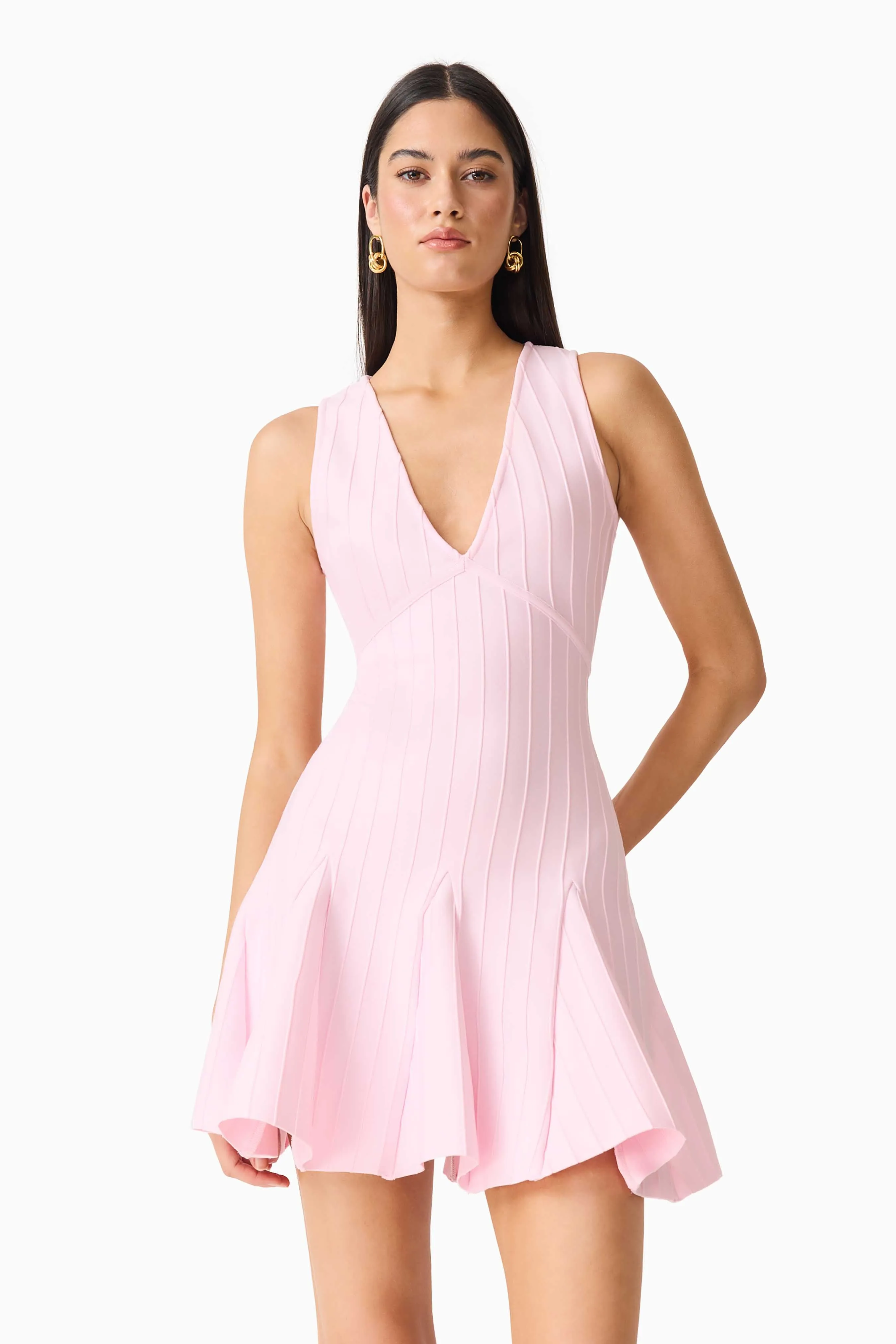 Marla V-Neck Mini Dress in Pink sold by Elliatt product image thumbnail 4