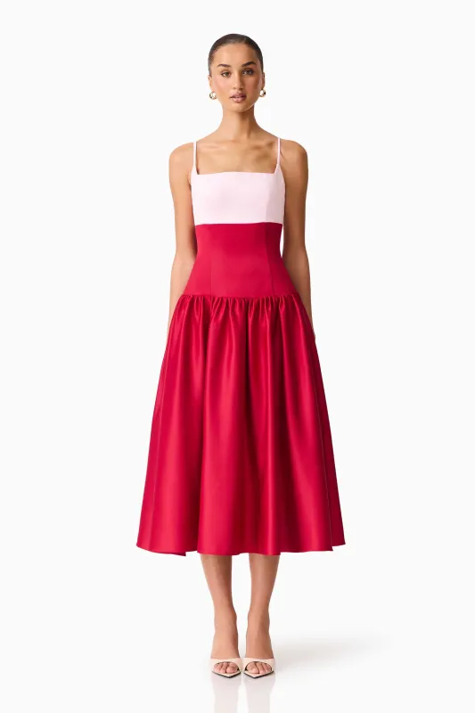 June A-Line Gown in Pink & Red sold by Elliatt