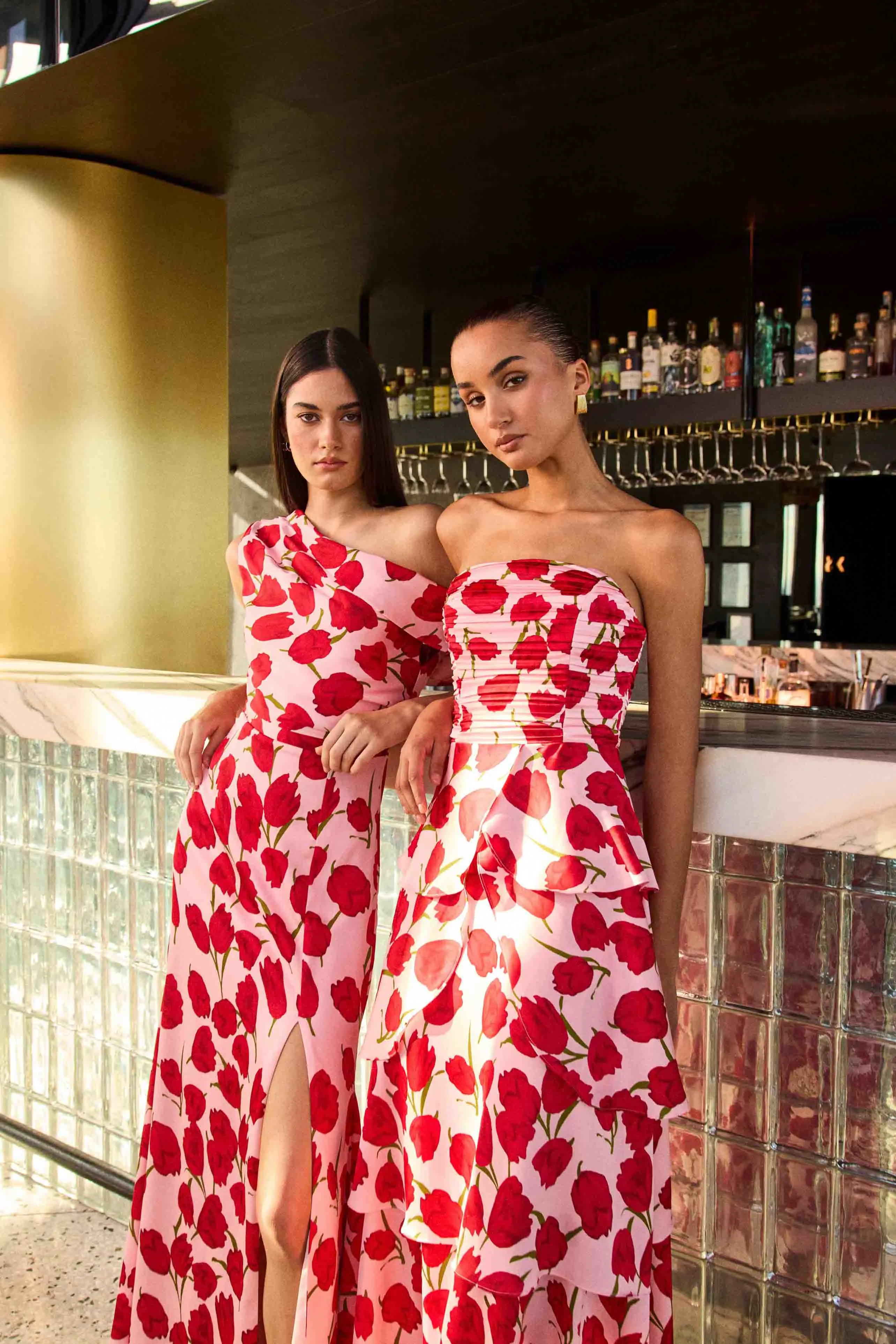 Melia Tiered Gown in Pink & Red Floral sold by Elliatt product image thumbnail 2