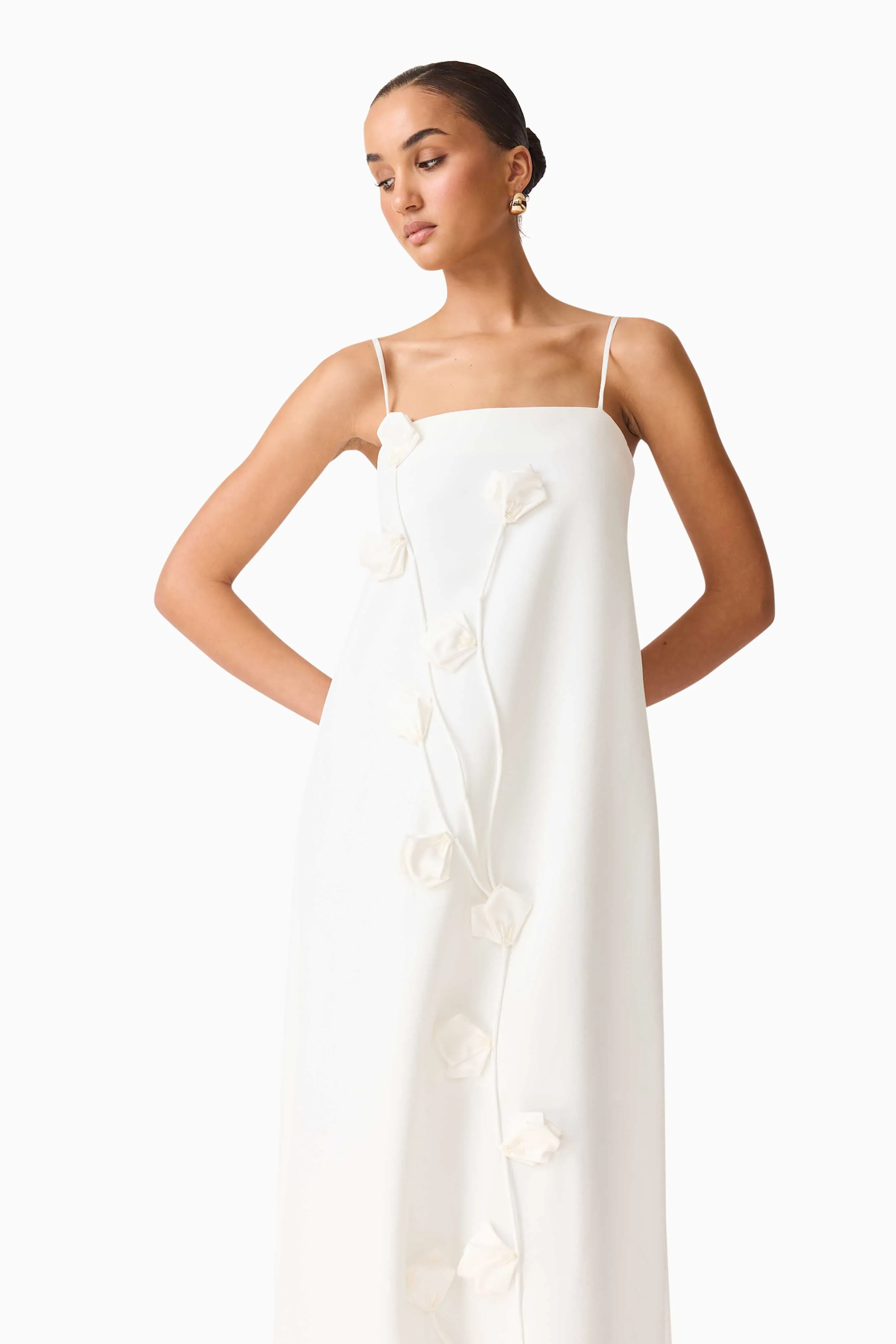Nolana Floral Applique Gown in White sold by Elliatt product image thumbnail 2