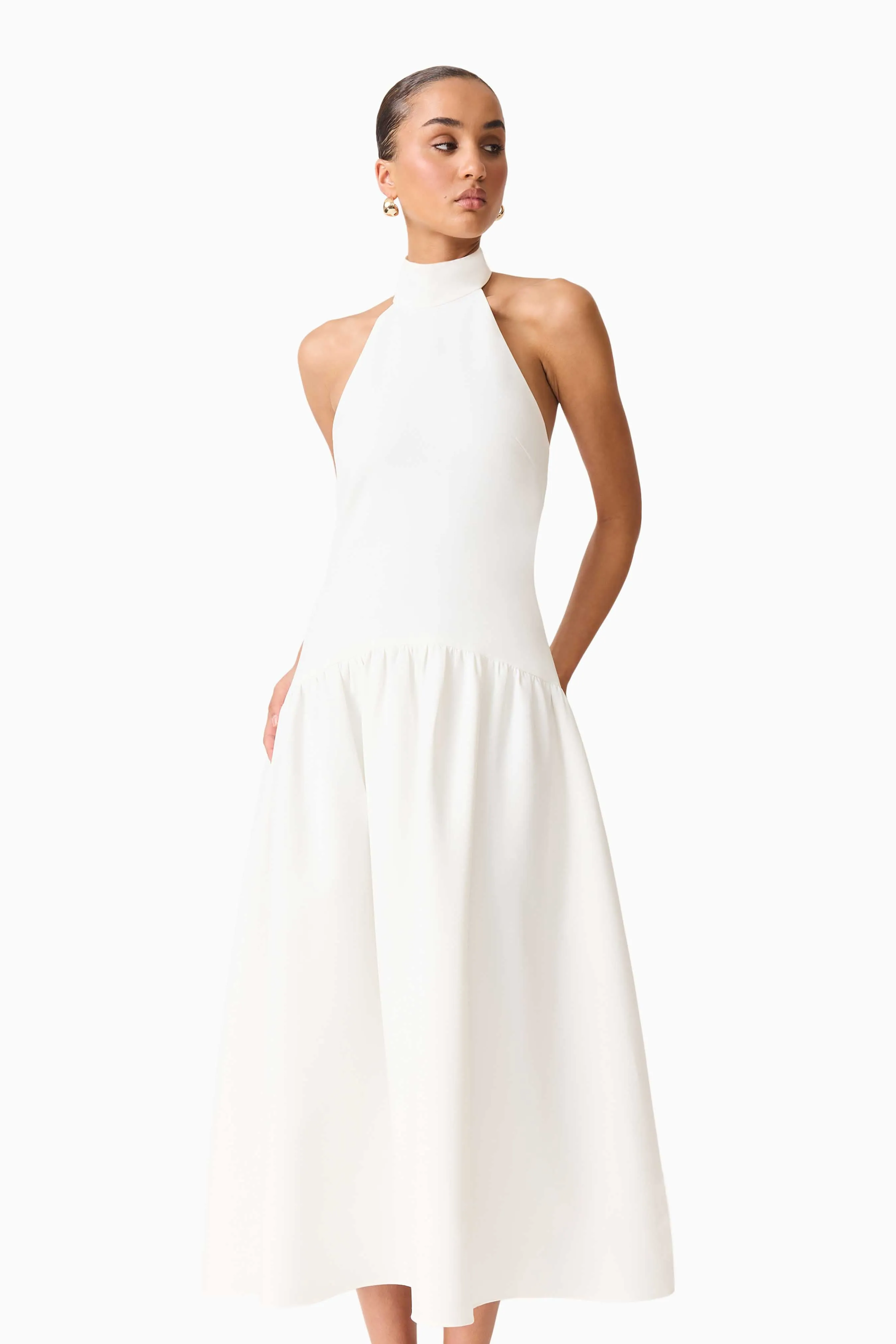 Nolana Halter Midi Dress in White sold by Elliatt product image thumbnail 2