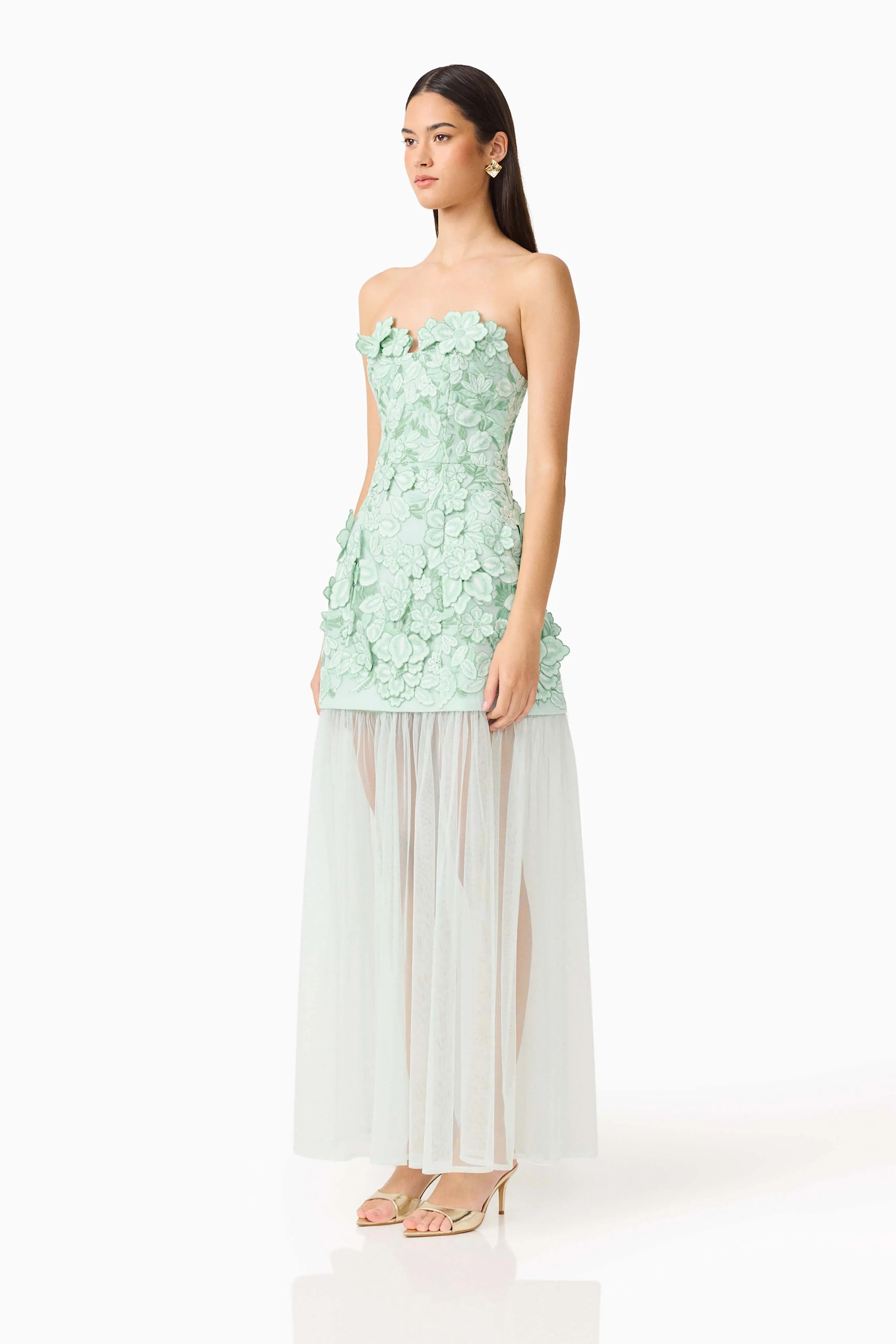 Roseate Strapless Maxi Dress in Mint Green sold by Elliatt product image thumbnail 5