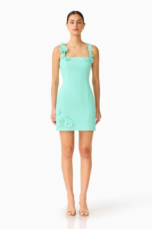 Trompe 3D Mini Dress in Mint Green sold by Elliatt