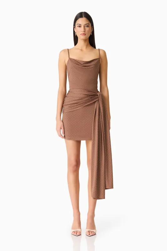 CURAAE Gizelle Mini Dress in Brown sold by Elliatt
