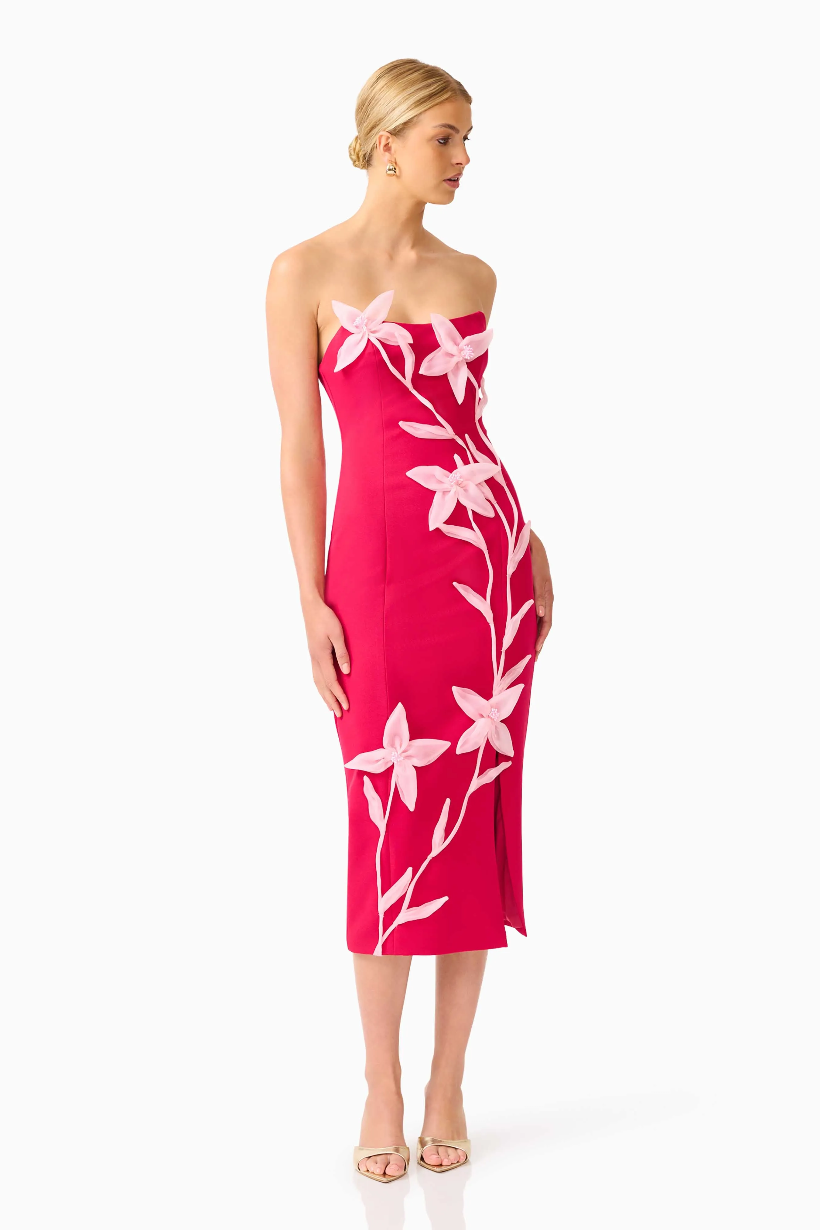 Ilaria Strapless Midi Dress in Red sold by Elliatt product image thumbnail 3