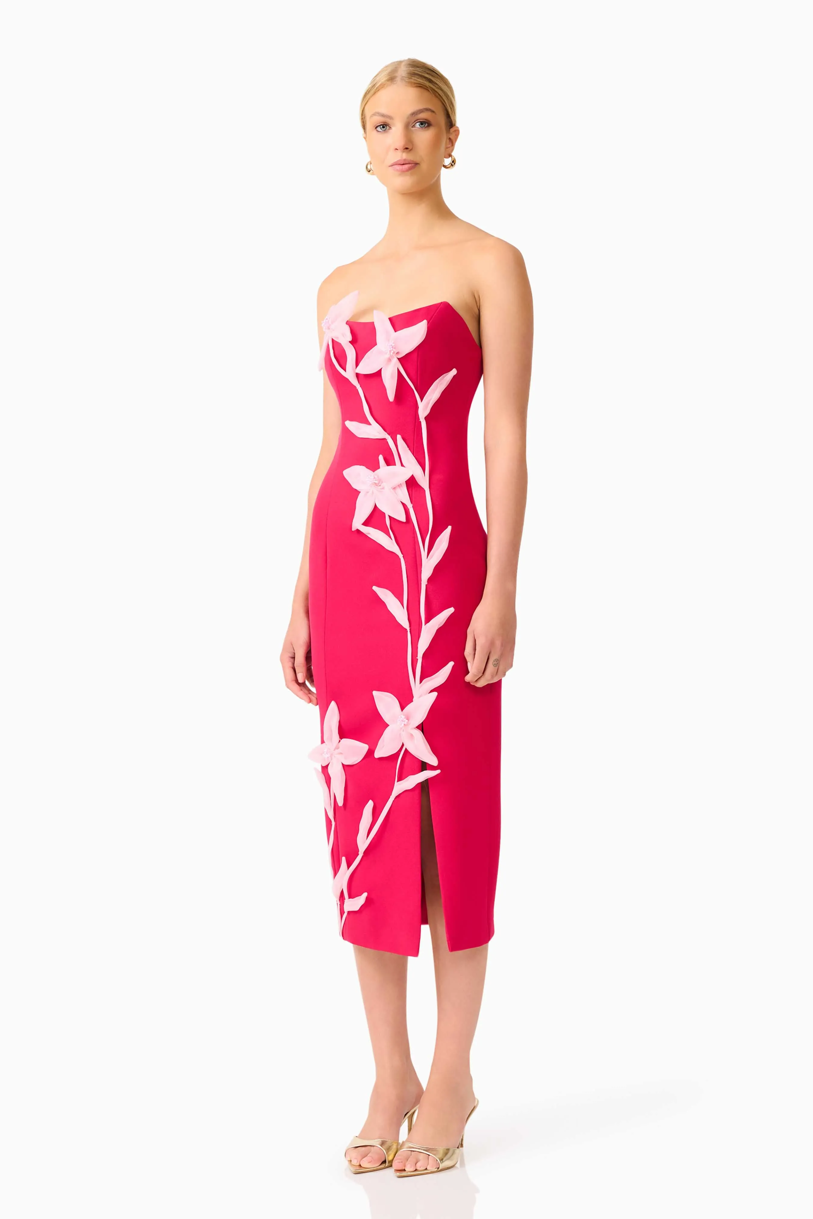 Ilaria Strapless Midi Dress in Red sold by Elliatt product image thumbnail 2