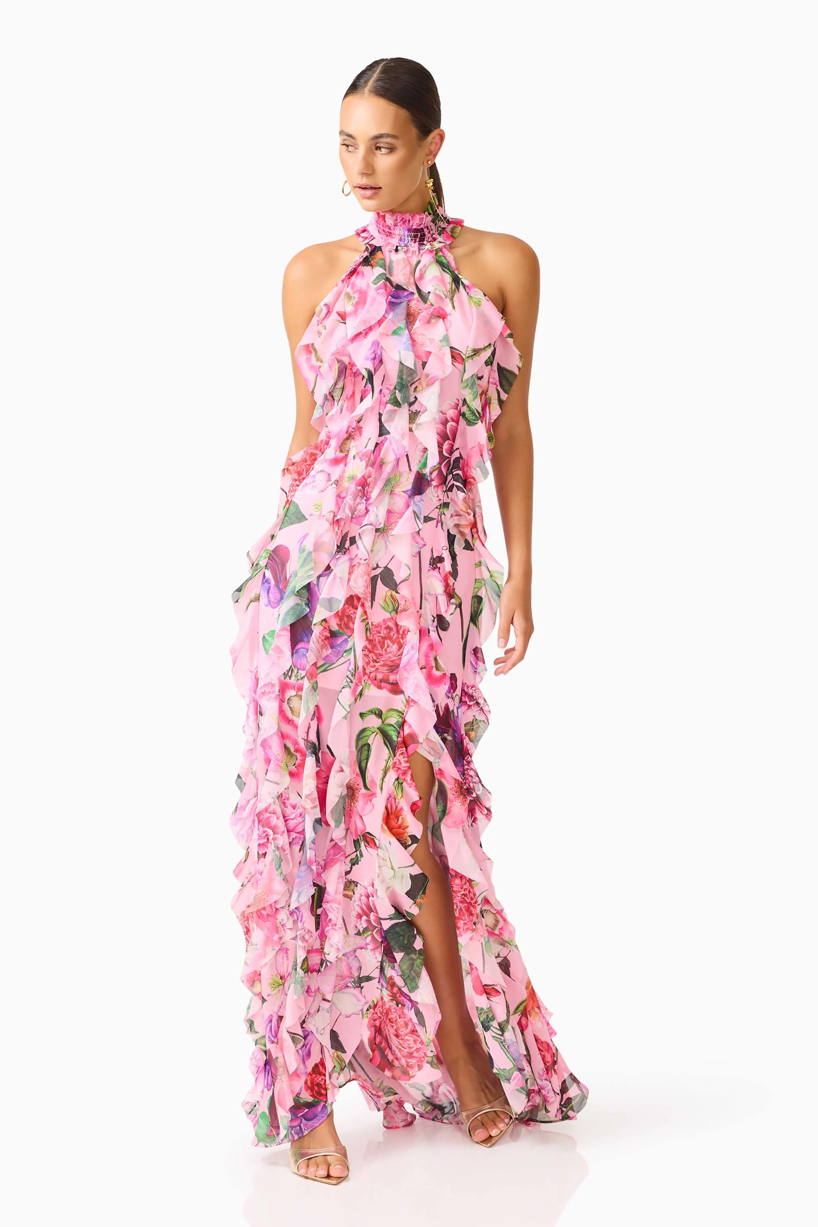 Solene Halter Gown in Pink Floral sold by Elliatt product image thumbnail 5
